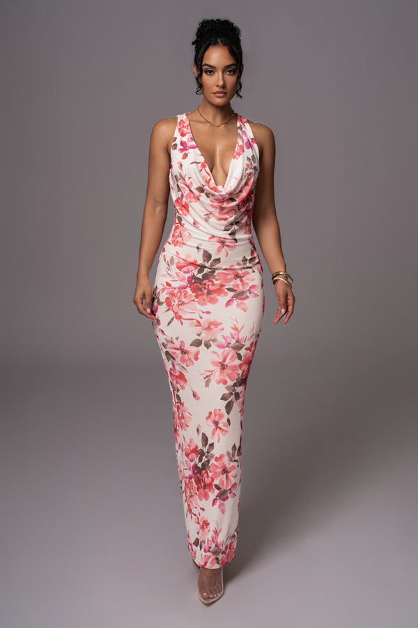 Ivory Floral Highlights Floral Maxi Dress - JLUXLABEL