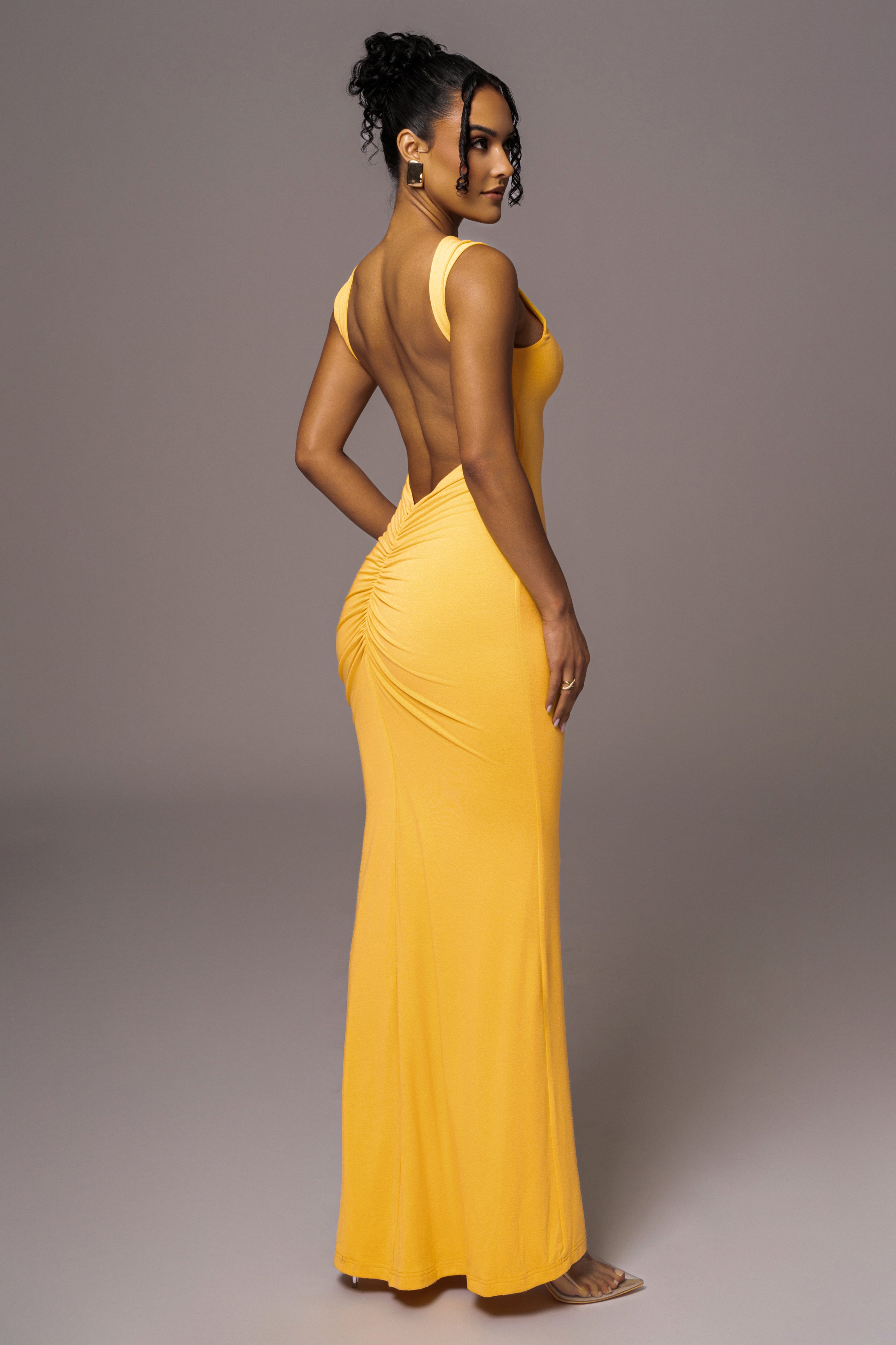 Yellow JLUXBASIX FRONT AND CENTER MAXI DRESS - JLUXLABEL