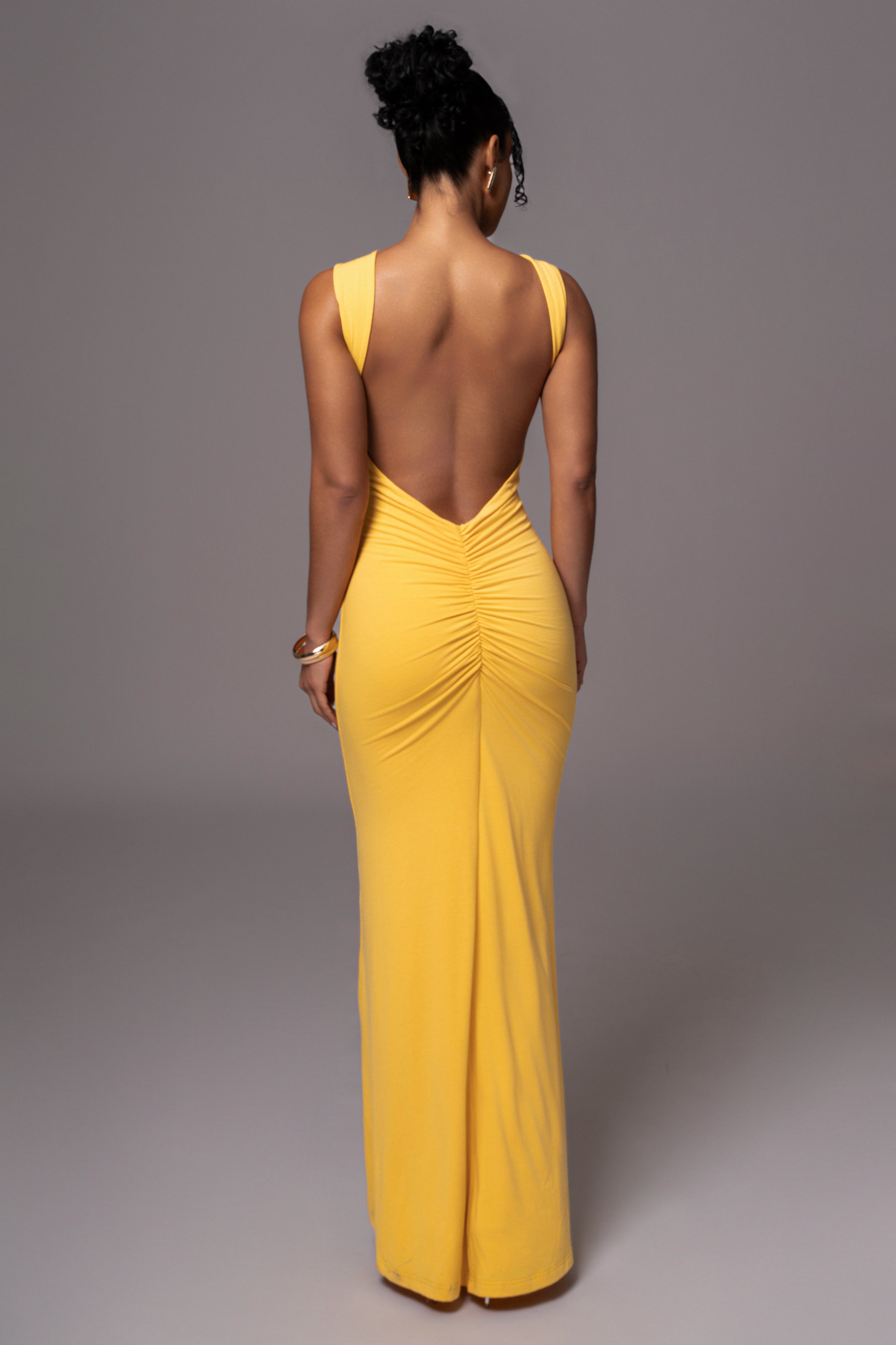 Yellow JLUXBASIX FRONT AND CENTER MAXI DRESS - JLUXLABEL