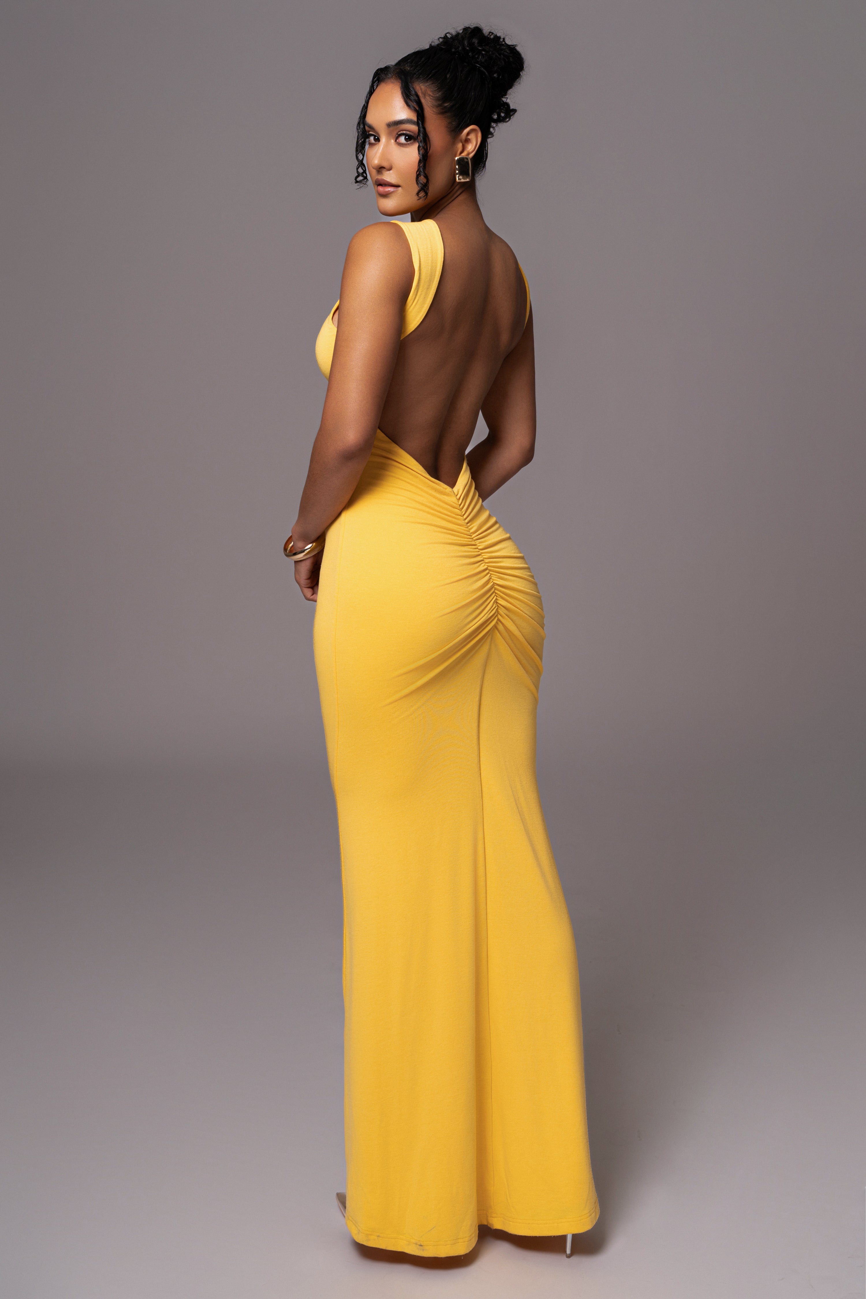 Yellow JLUXBASIX FRONT AND CENTER MAXI DRESS - JLUXLABEL