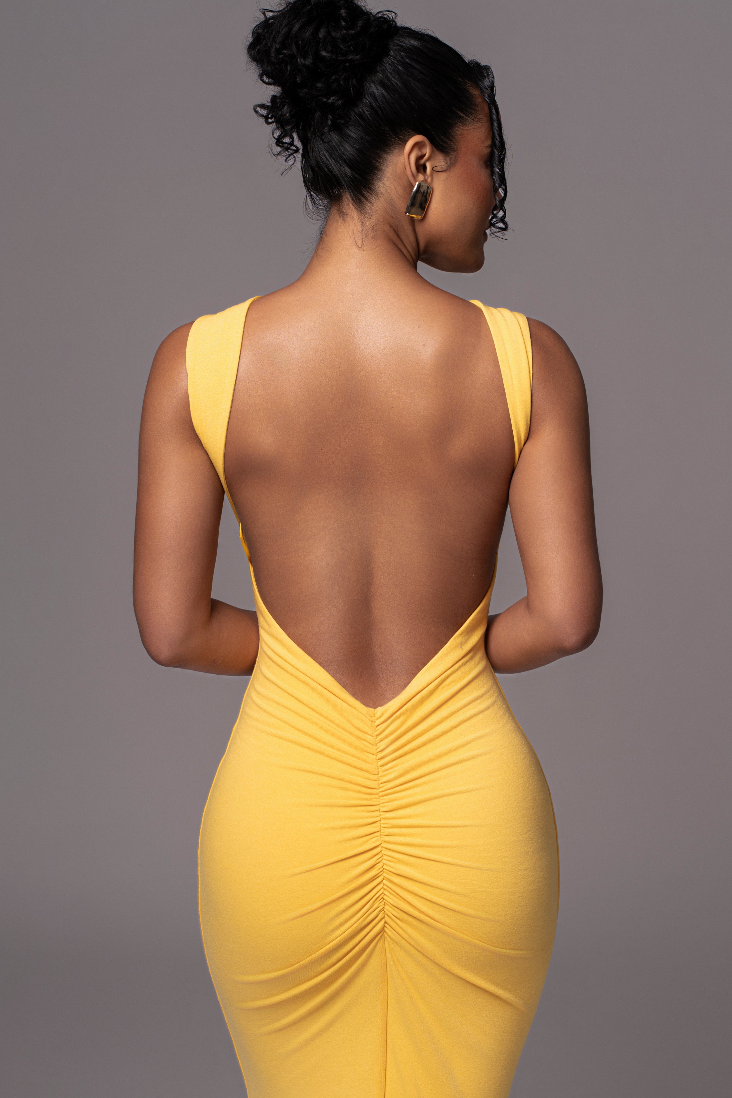 Yellow JLUXBASIX FRONT AND CENTER MAXI DRESS - JLUXLABEL