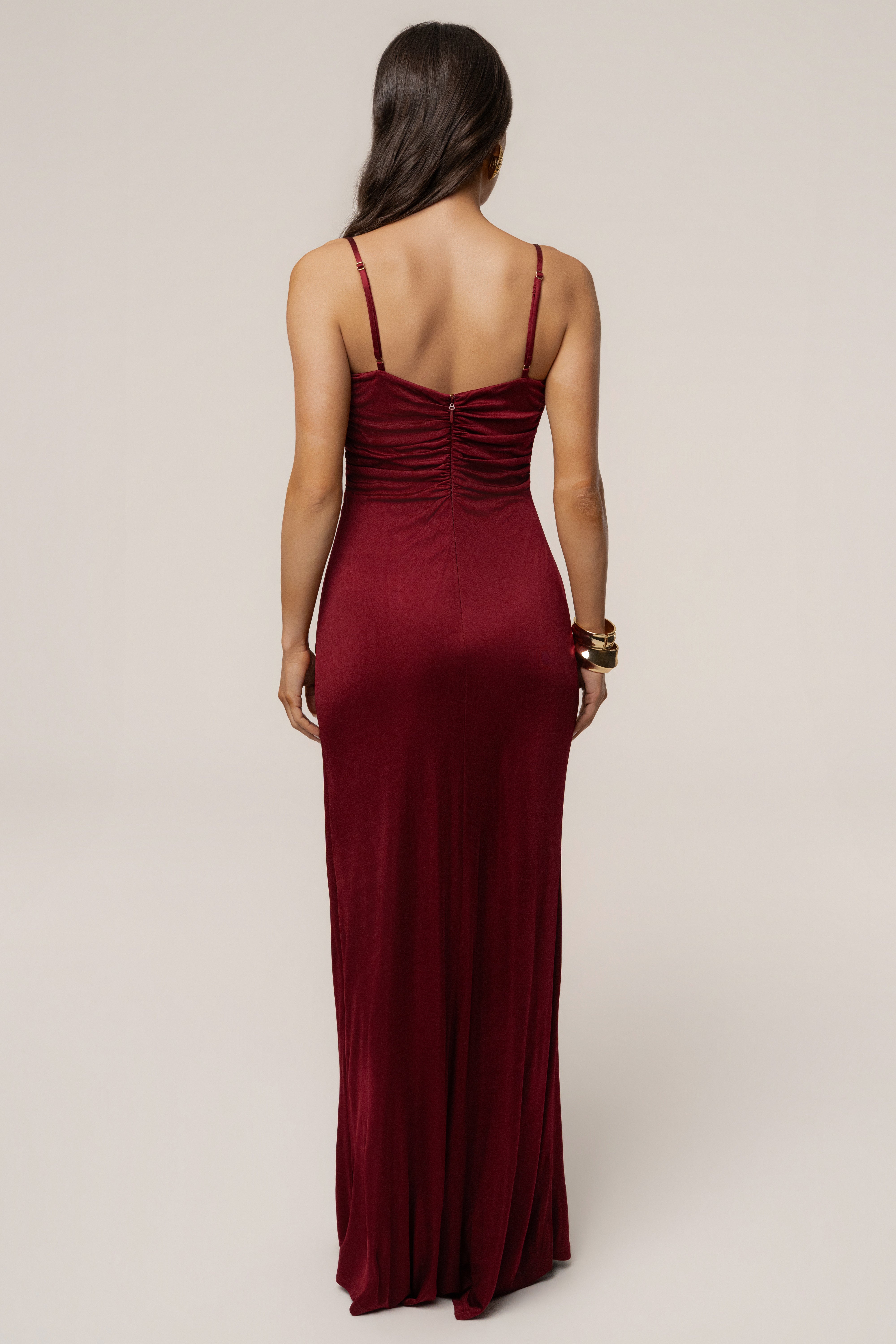 Burgundy Auric Deep Plunge Maxi Dress Burgundy Auric Deep Plunge Maxi Dress