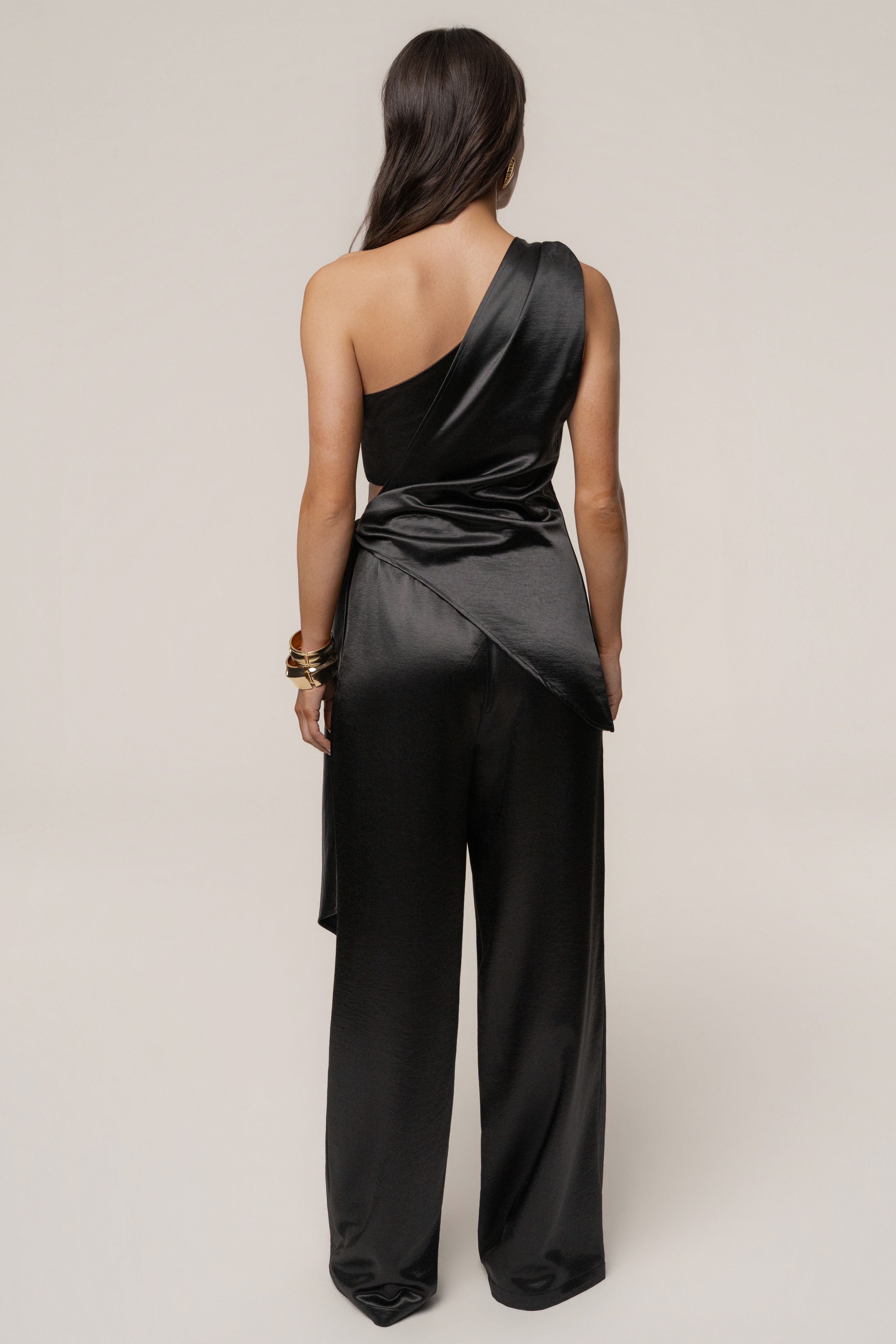 Black Thea Satin Pants - JLUXLABEL