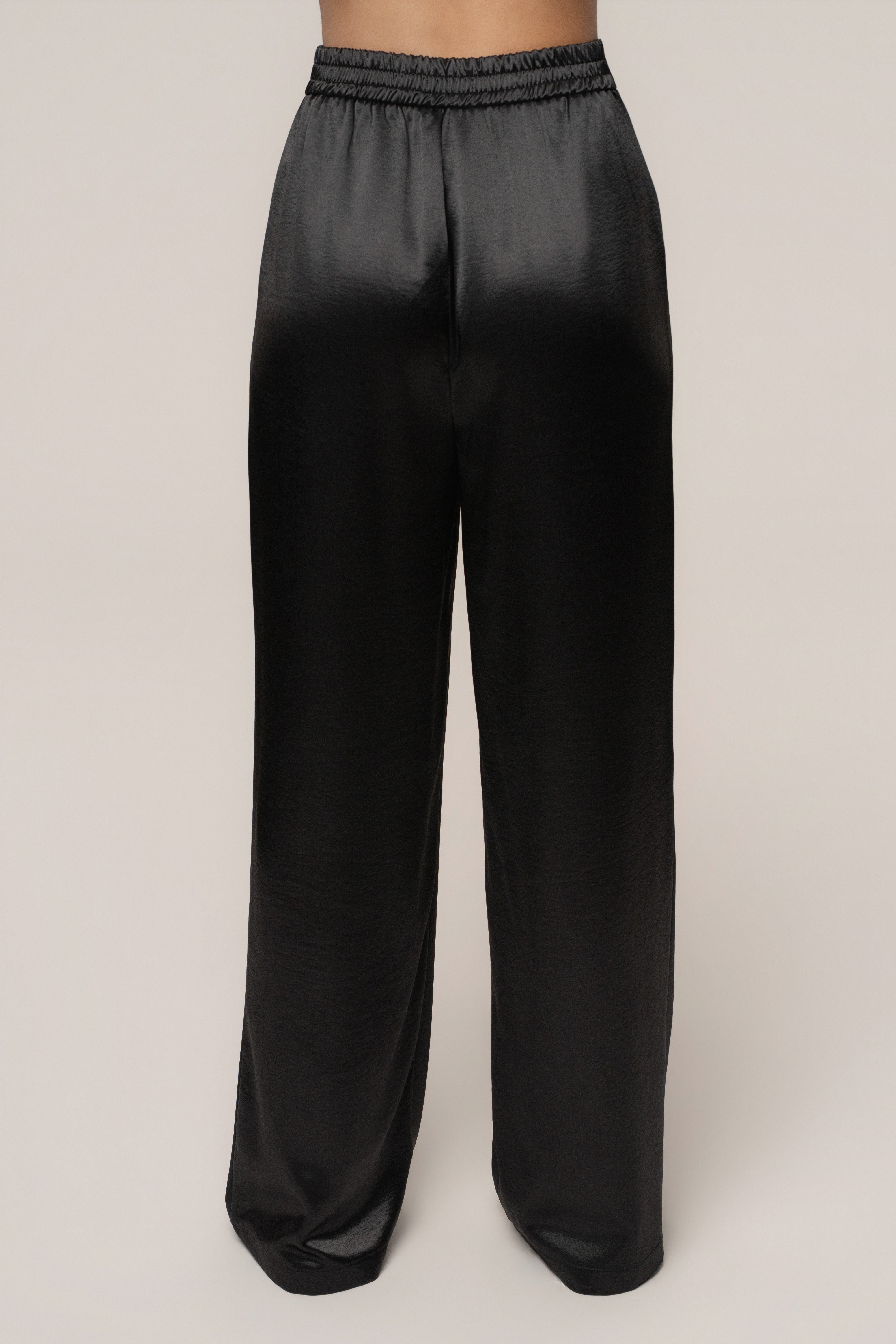 Black Thea Satin Pants