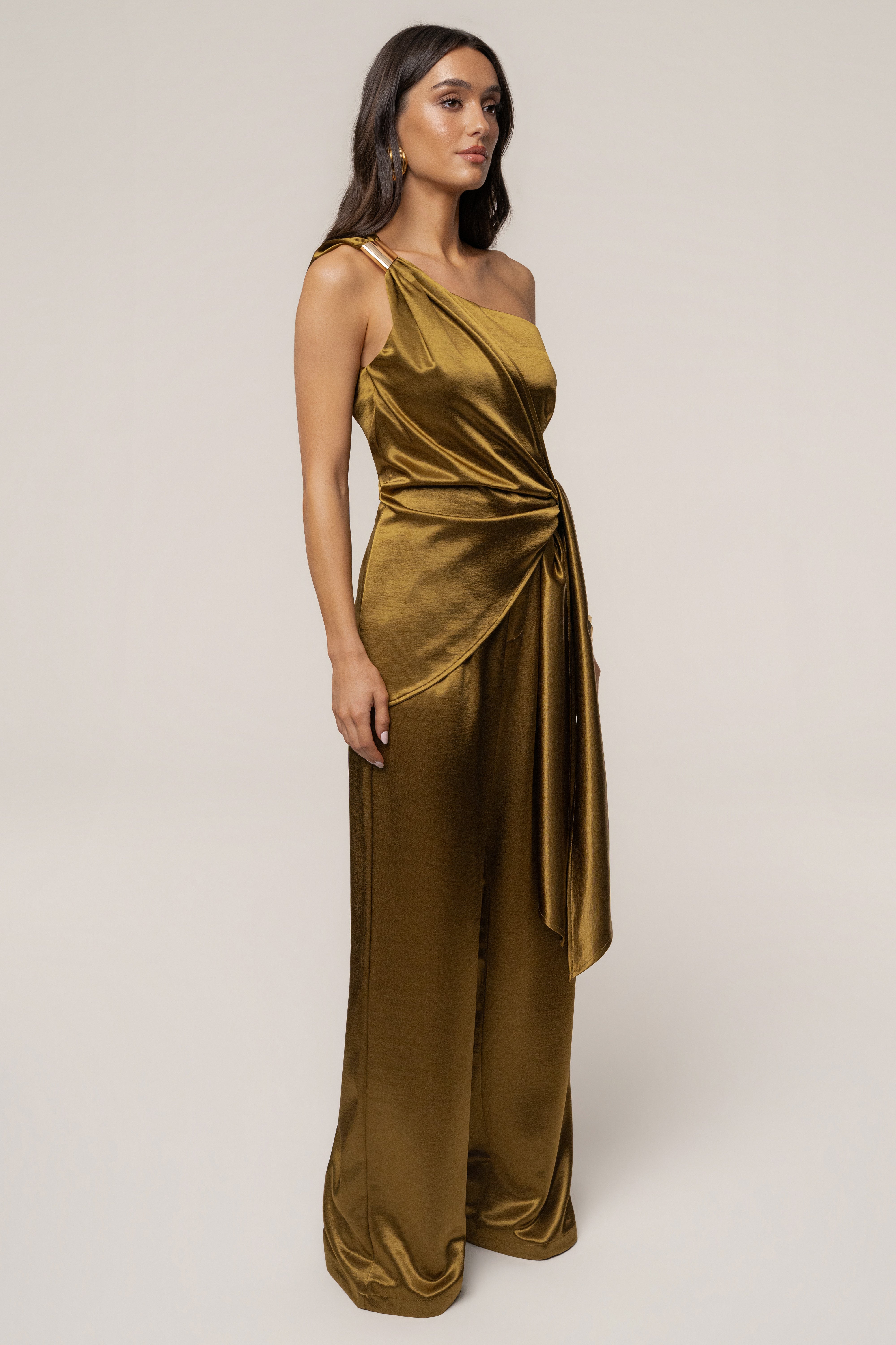 Olive Palmera Satin Top - JLUXLABEL