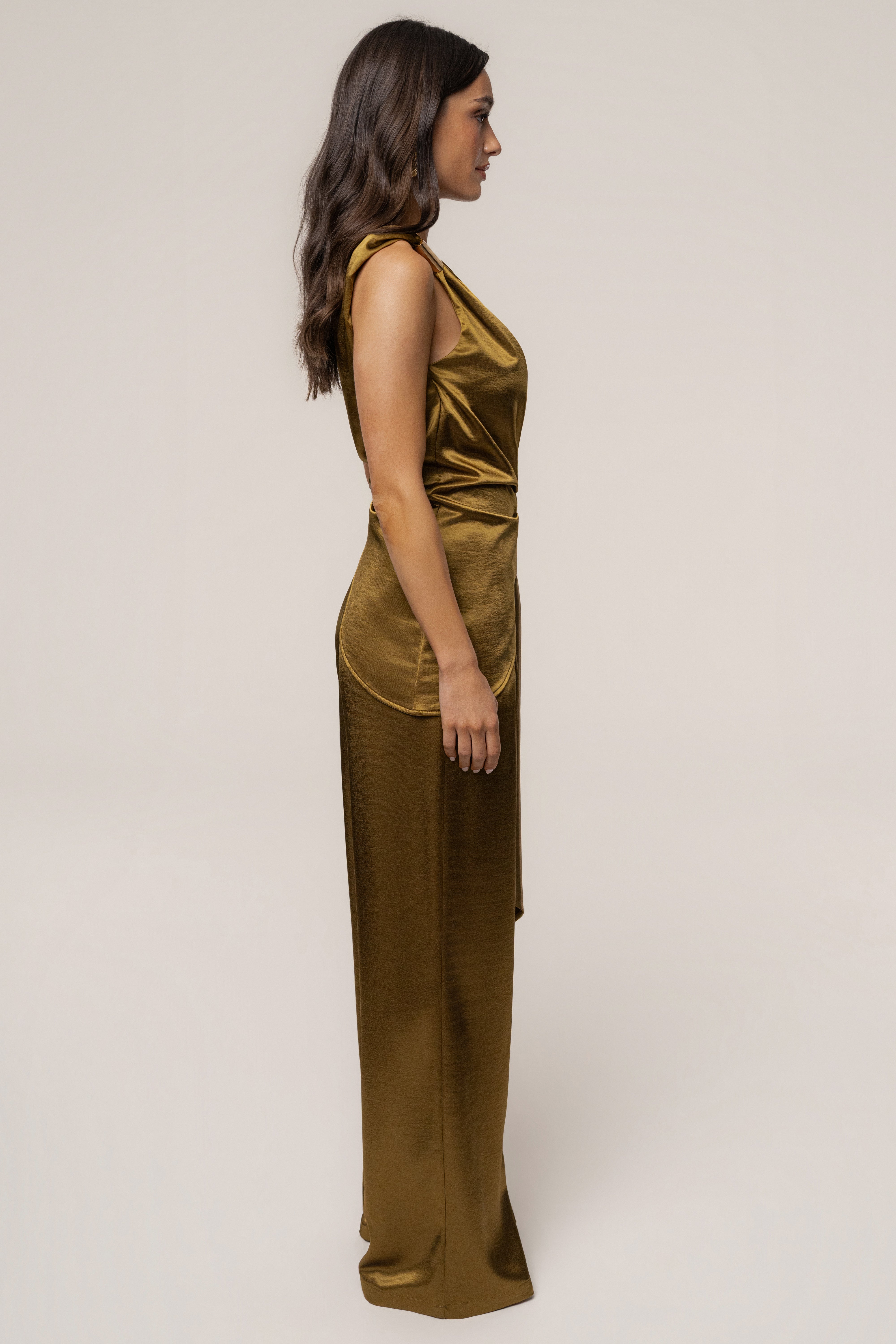 Olive Palmera Satin Top - JLUXLABEL