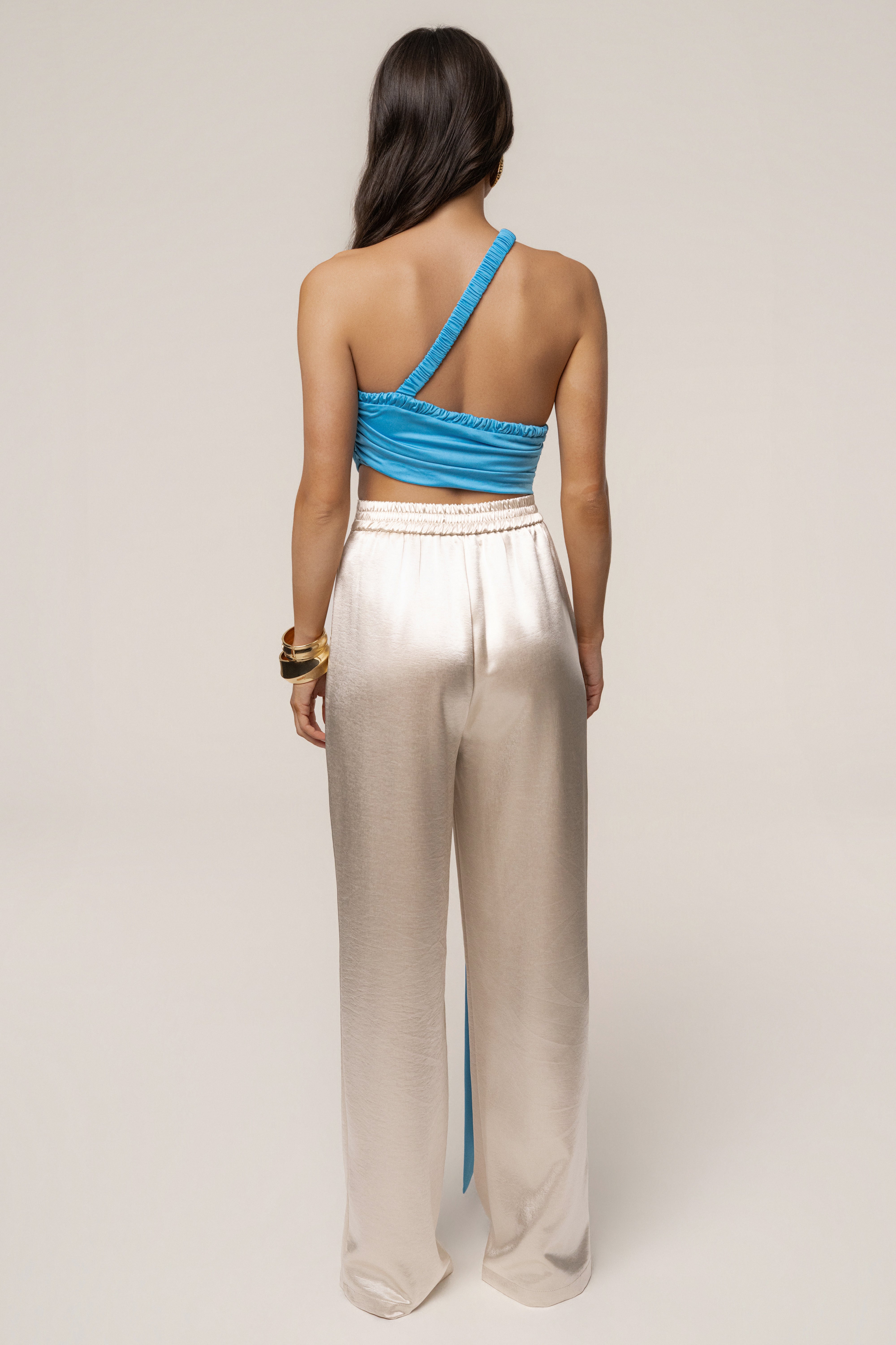 Blue Spotlight Draped Top - JLUXLABEL