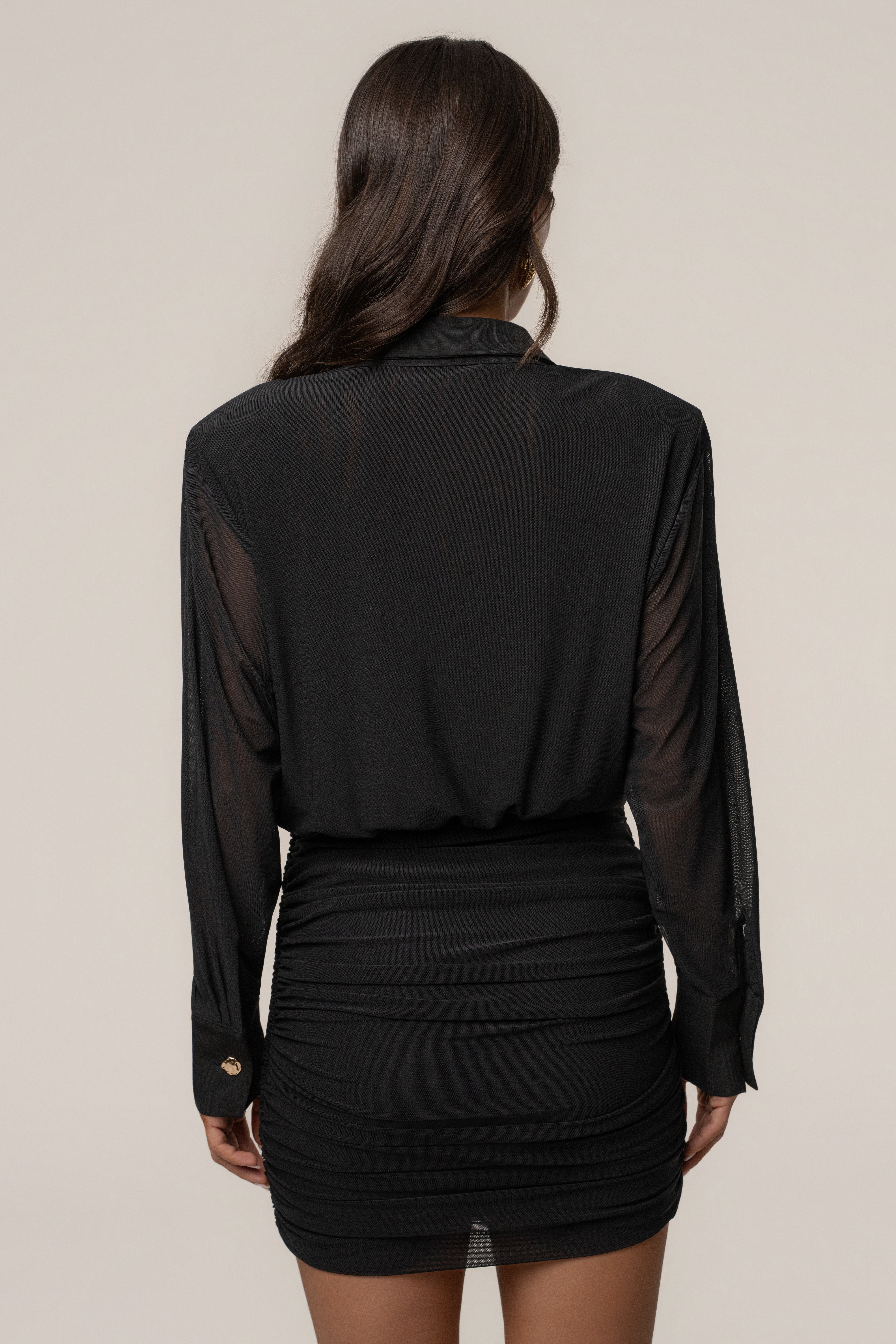 Black Leah Plunge Mini Dress - JLUXLABEL