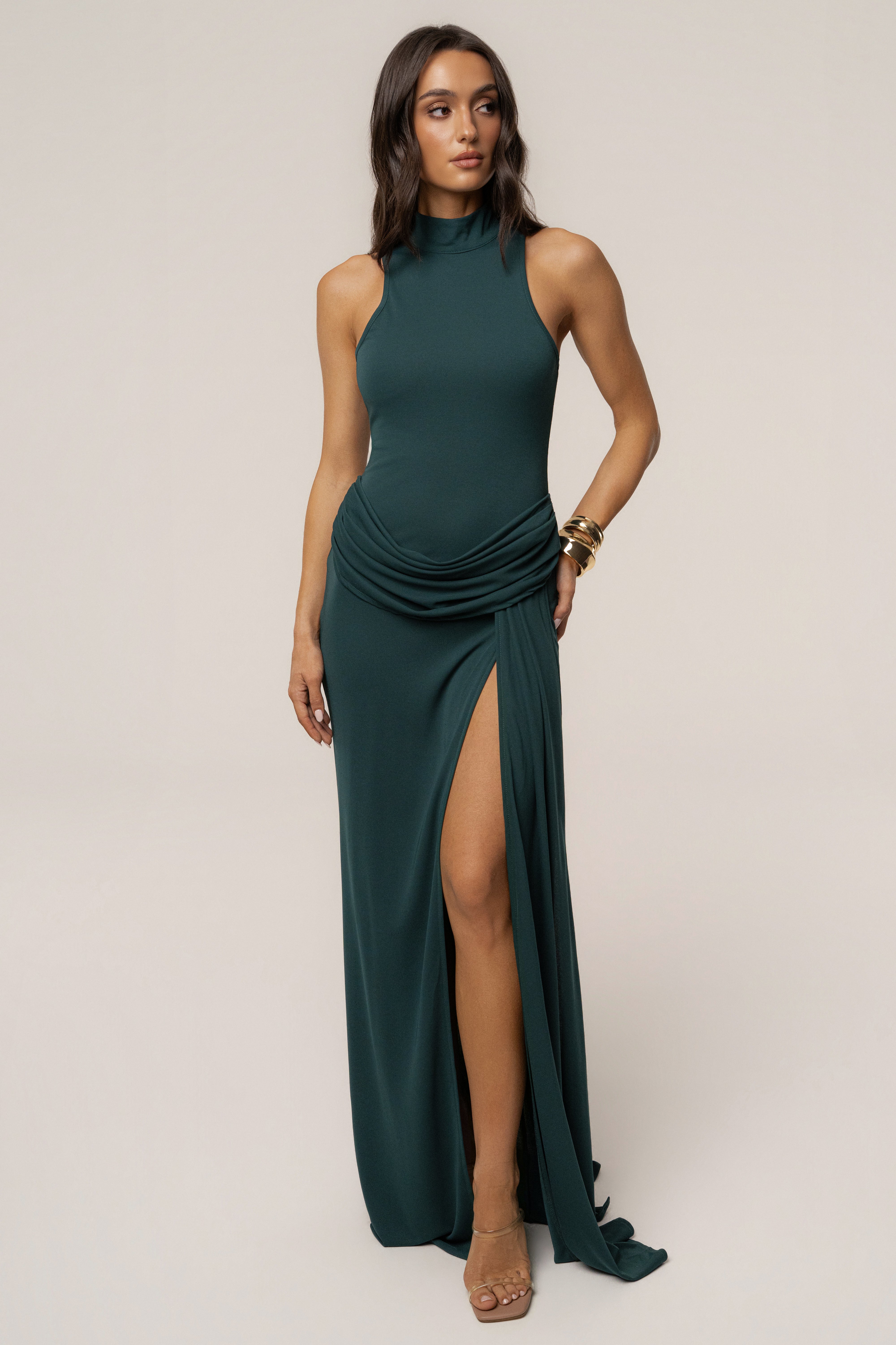 Jluxlabel Women's Dynasty Slit Maxi Dress - Green Jluxlabel Women's Dynasty Slit Maxi Dress - Green
