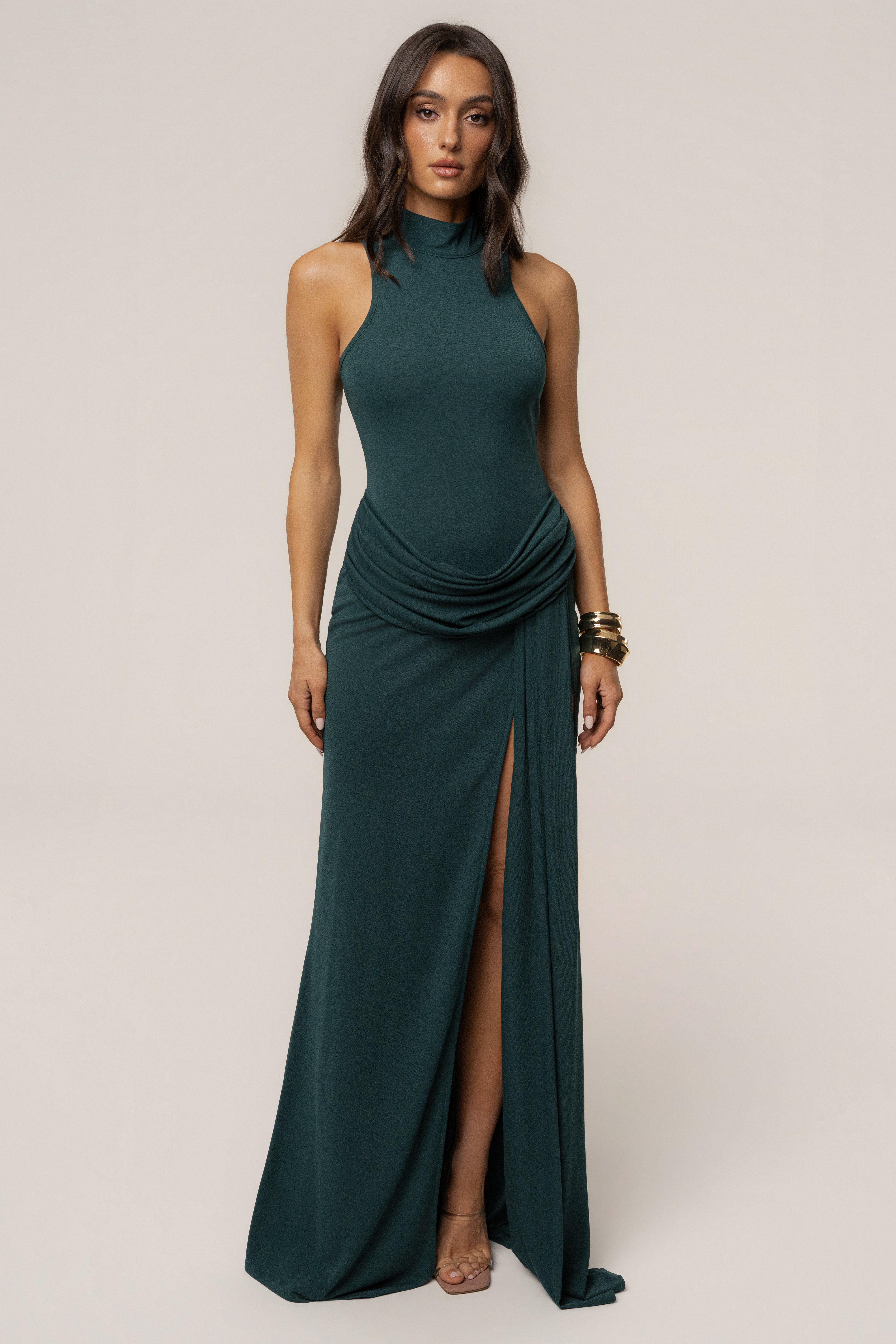 Green Dynasty Slit Maxi Dress - JLUXLABEL