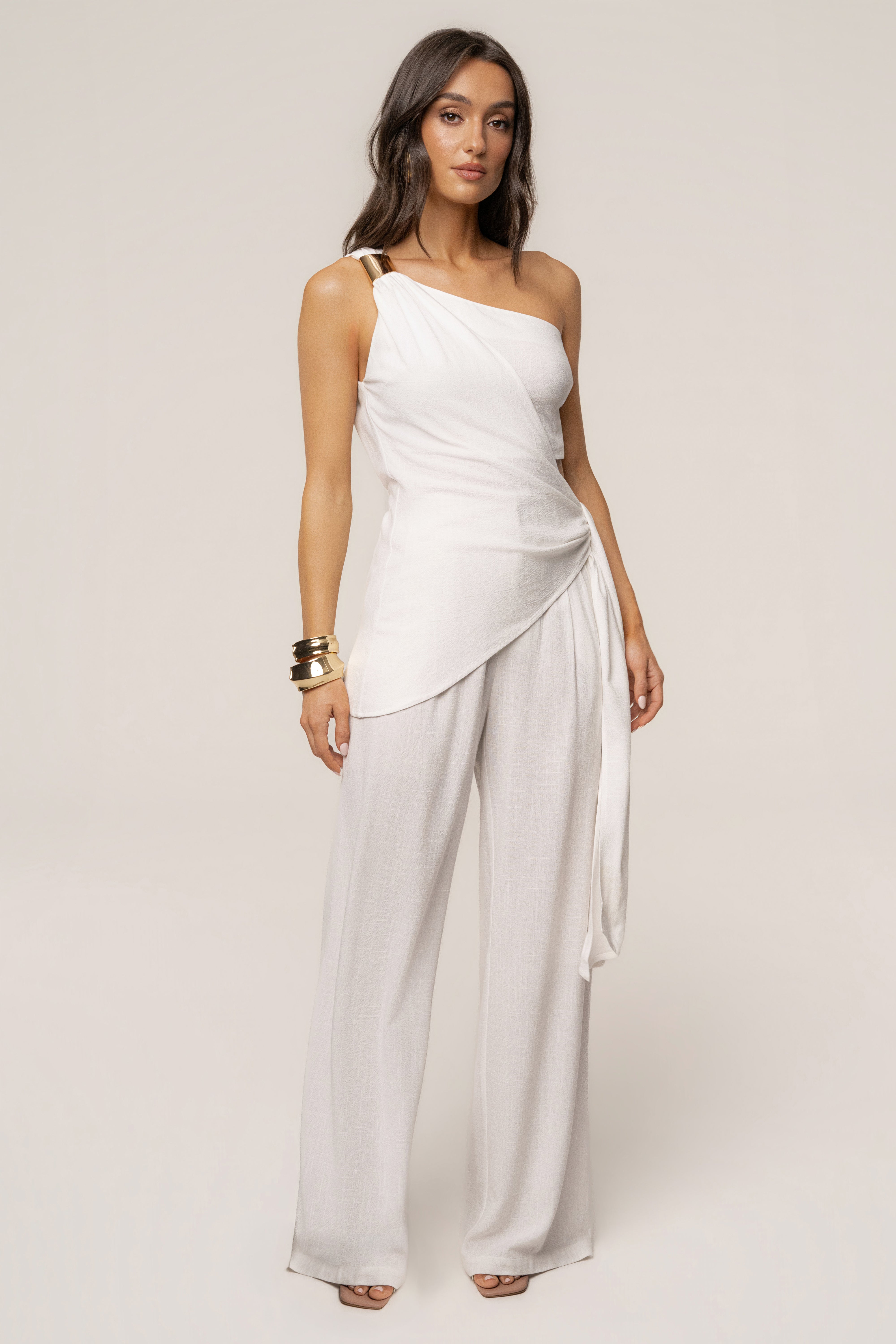 Ivory Palmera One Shoulder Top - JLUXLABEL