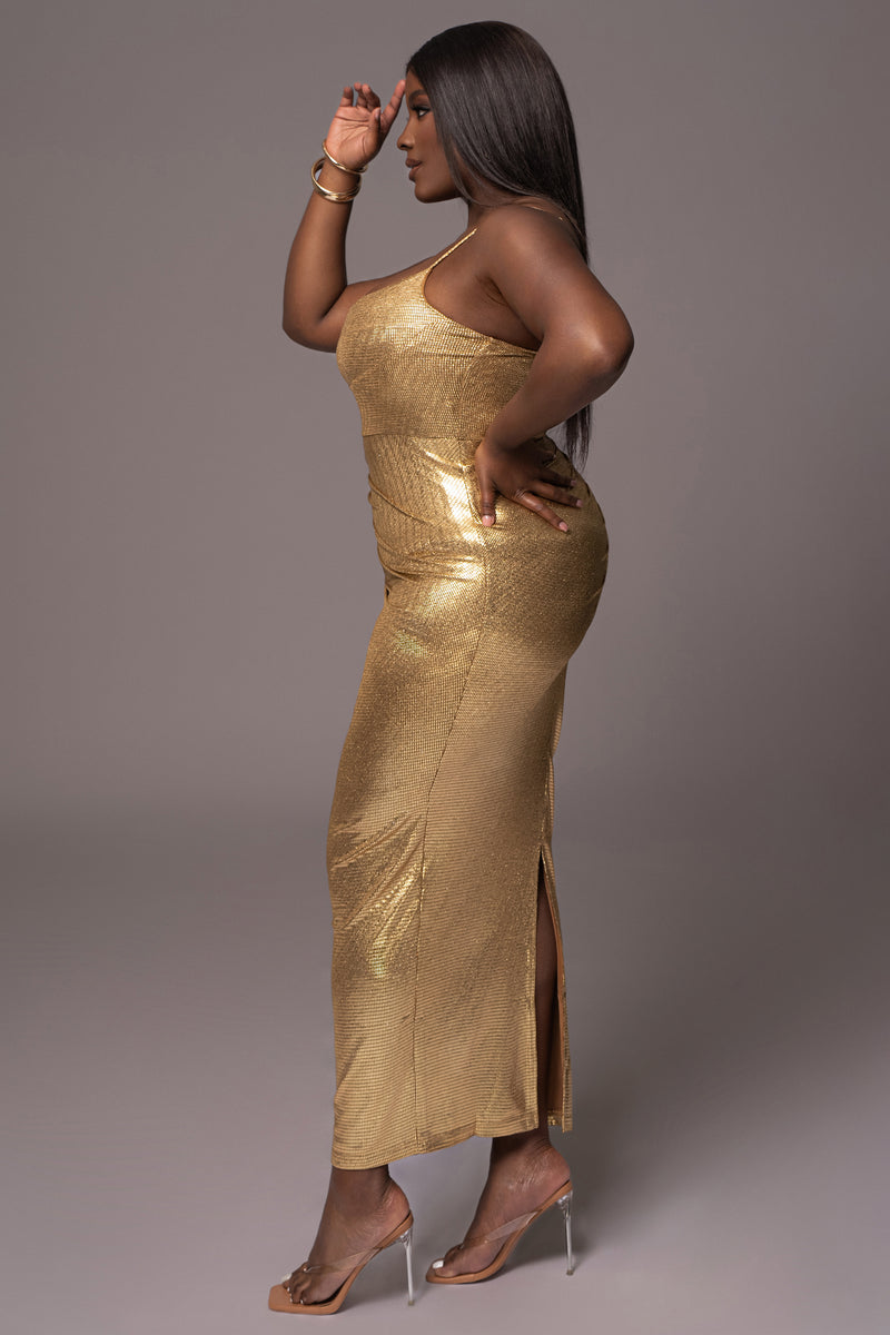 Gold Rubi Cowl Neck Cocktail Dress - JLUXLABEL