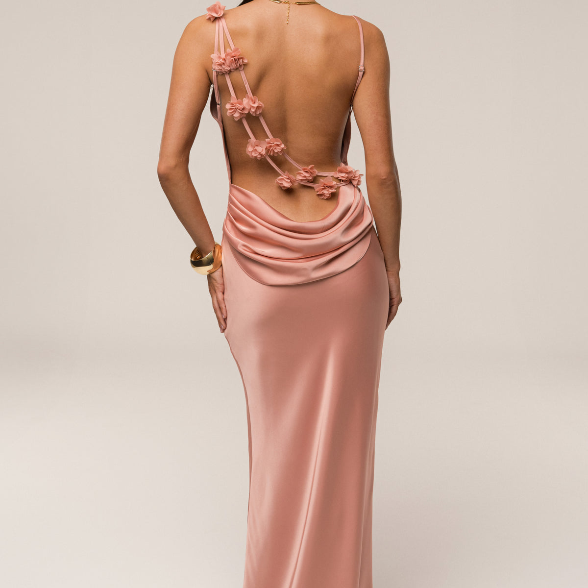 peach spaghetti strap dress with a deep backless Sexy Backless Spaghetti Straps Long Light Peach Chiffon Beaded Prom Dr   DressCulture
