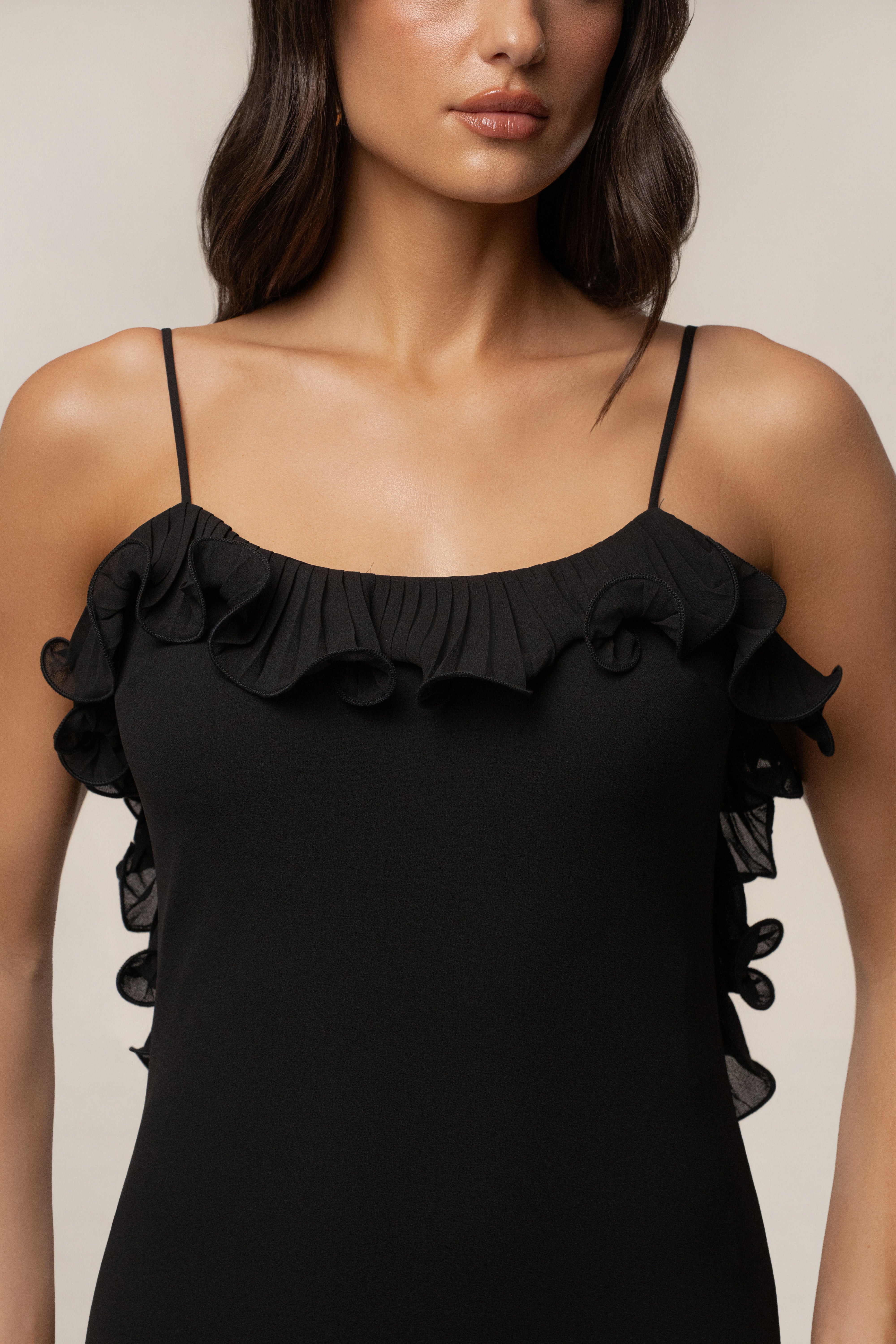 Black Midnight Muse maxi gown by JLUXLABEL, flowing dress with elegant design, perfect for formal occasions.