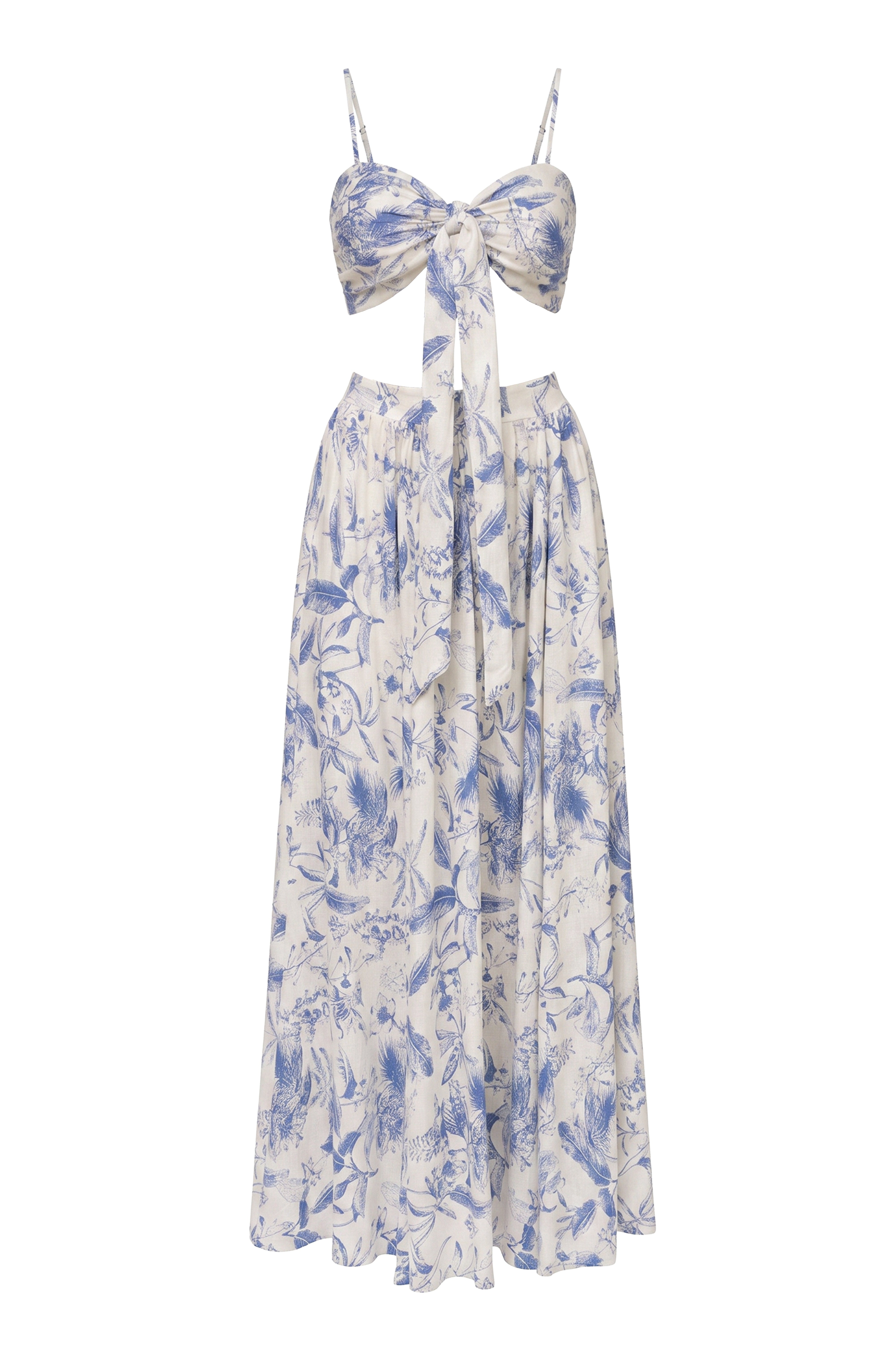 Blue Abstract Blooming Garden Skirt Set - JLUXLABEL