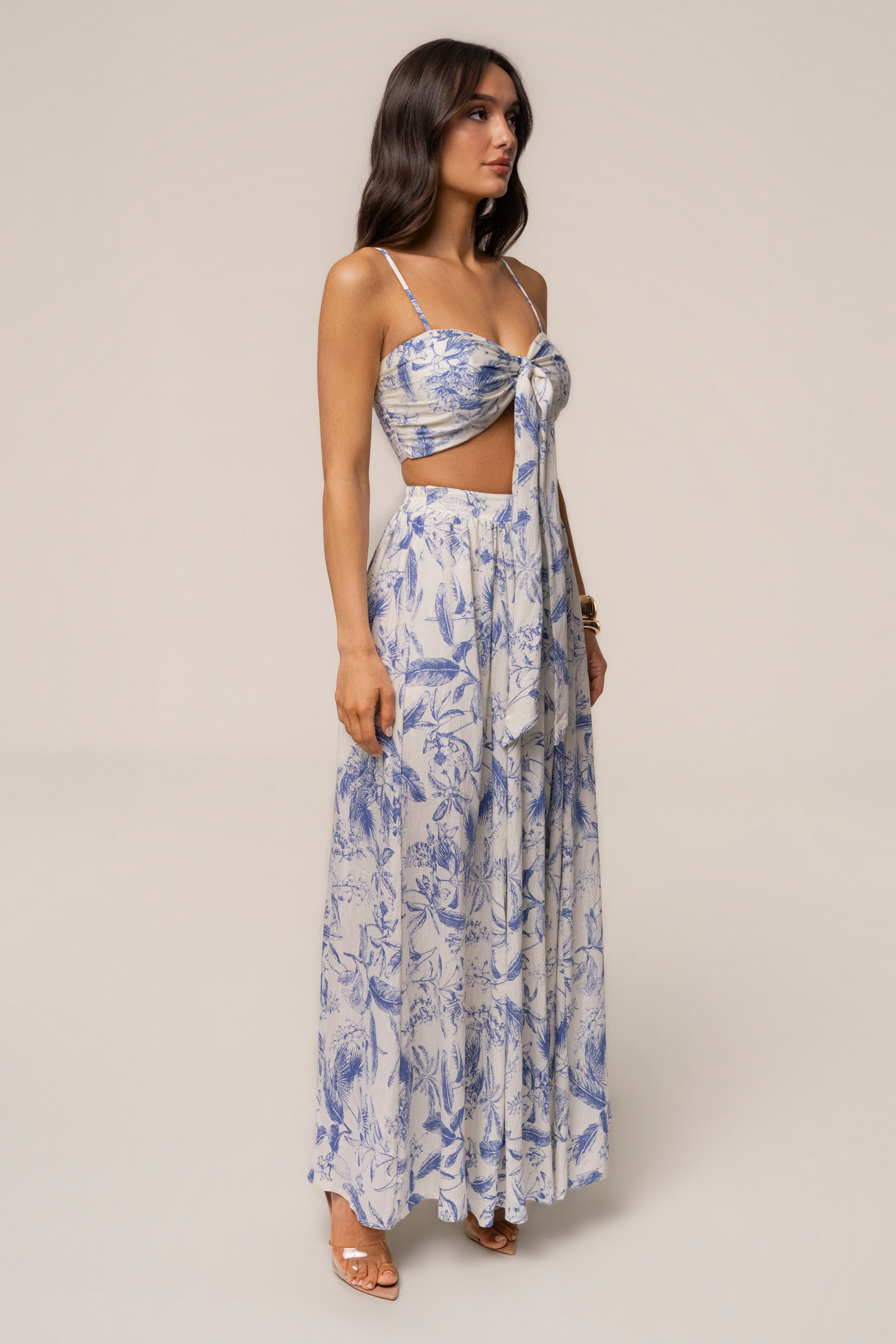 Blue Abstract Blooming Garden Skirt Set - JLUXLABEL