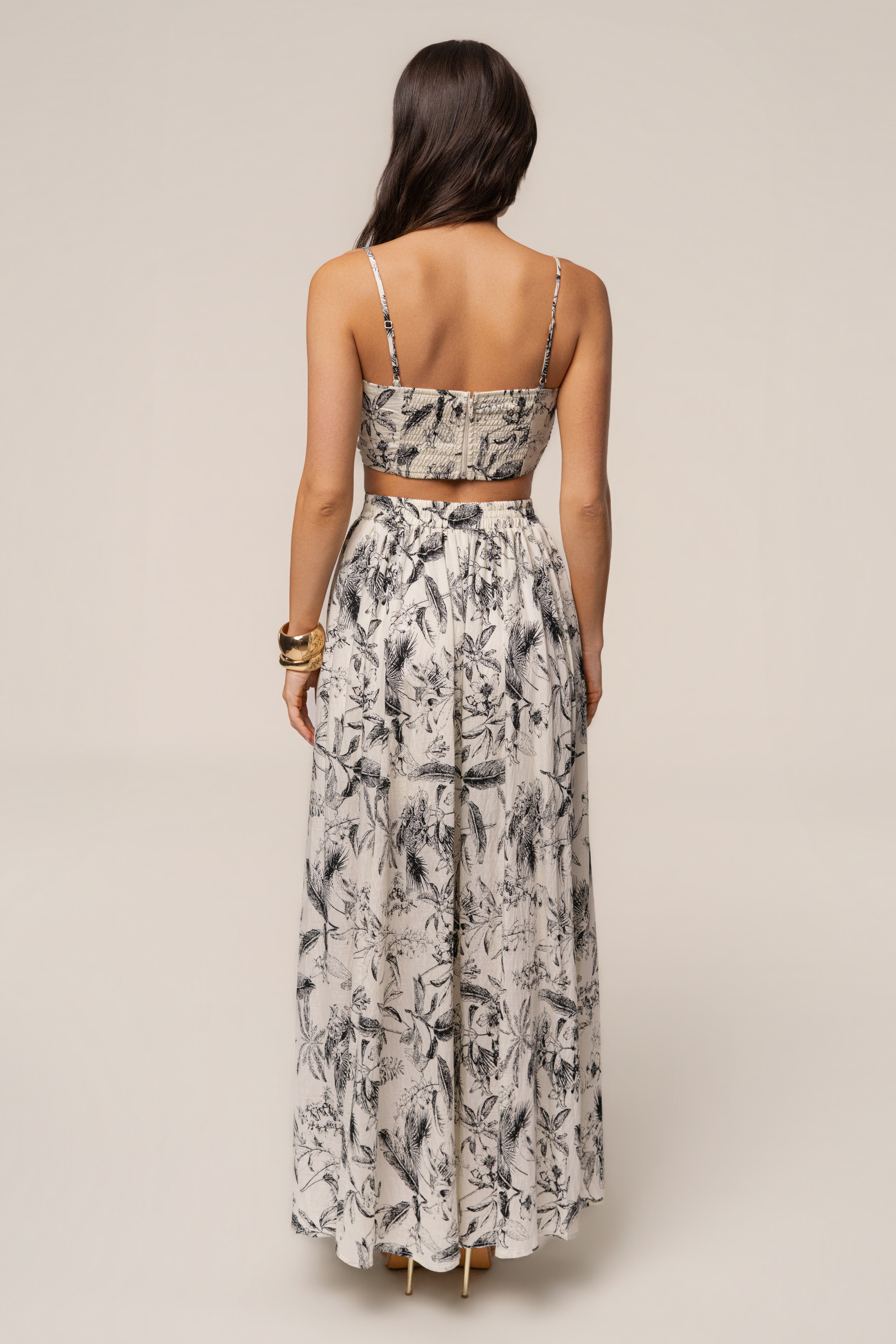 Black Abstract Blooming Garden Skirt Set - JLUXLABEL