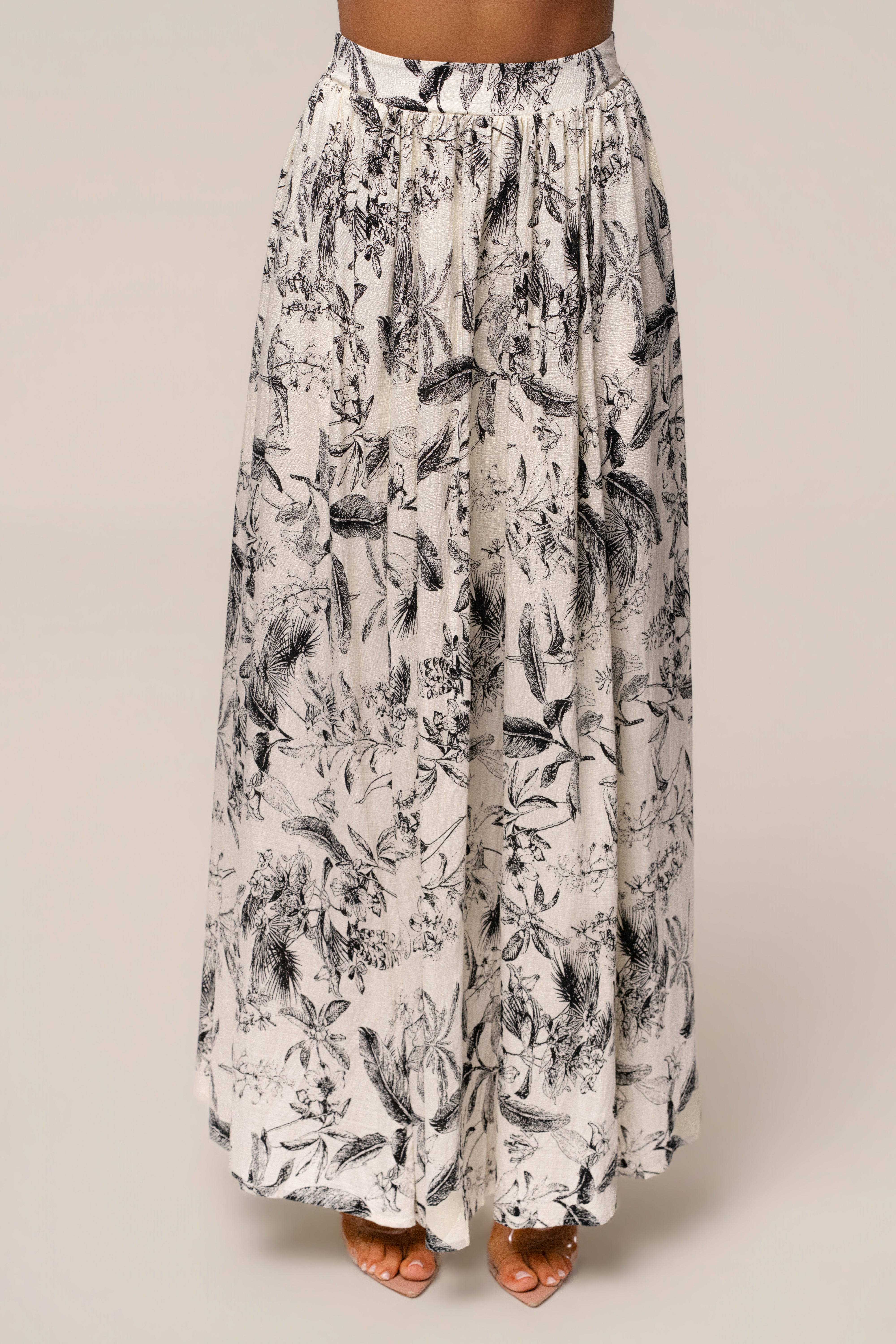 Black Abstract Blooming Garden Skirt Set - JLUXLABEL