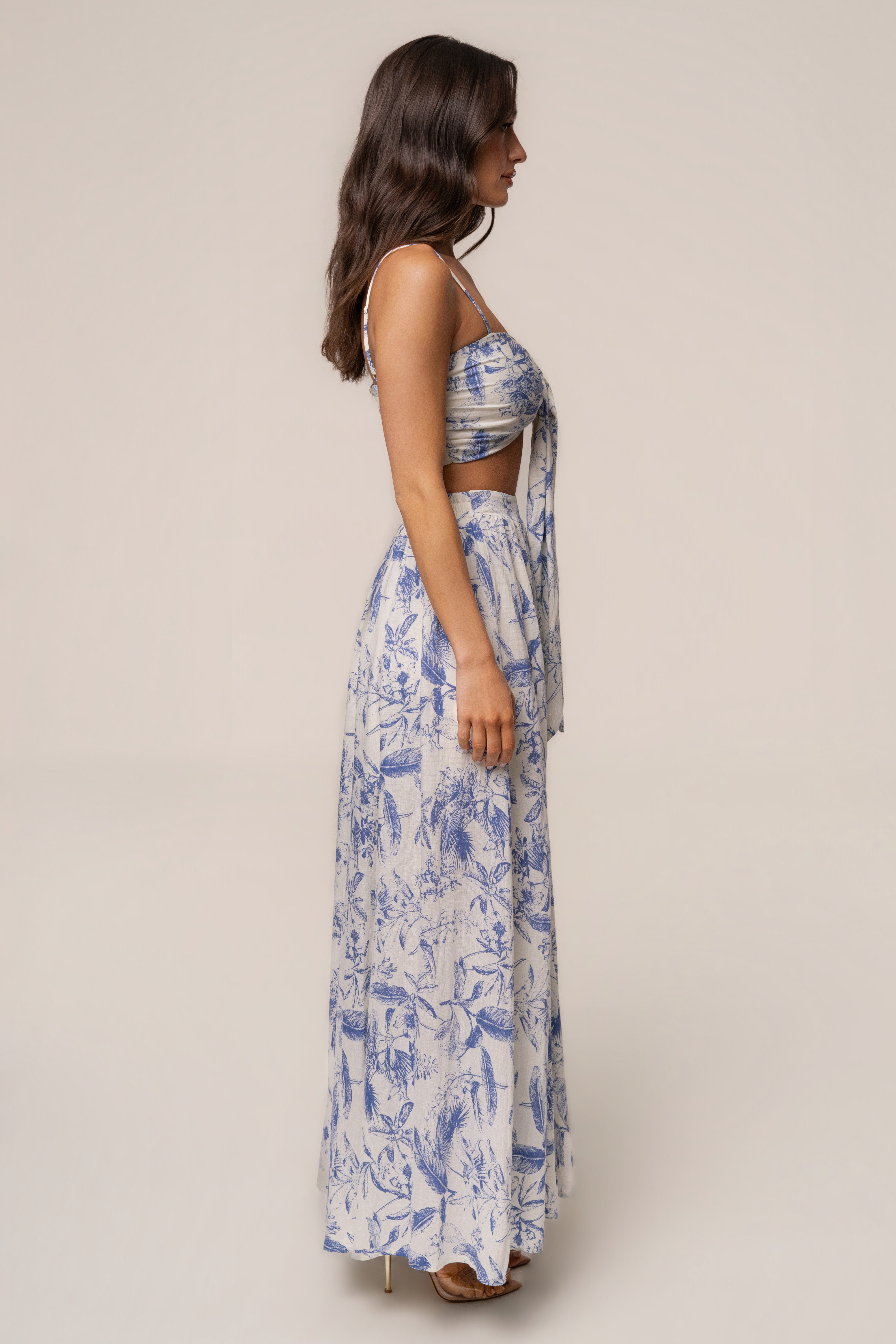Blue Abstract Blooming Garden Skirt Set - JLUXLABEL