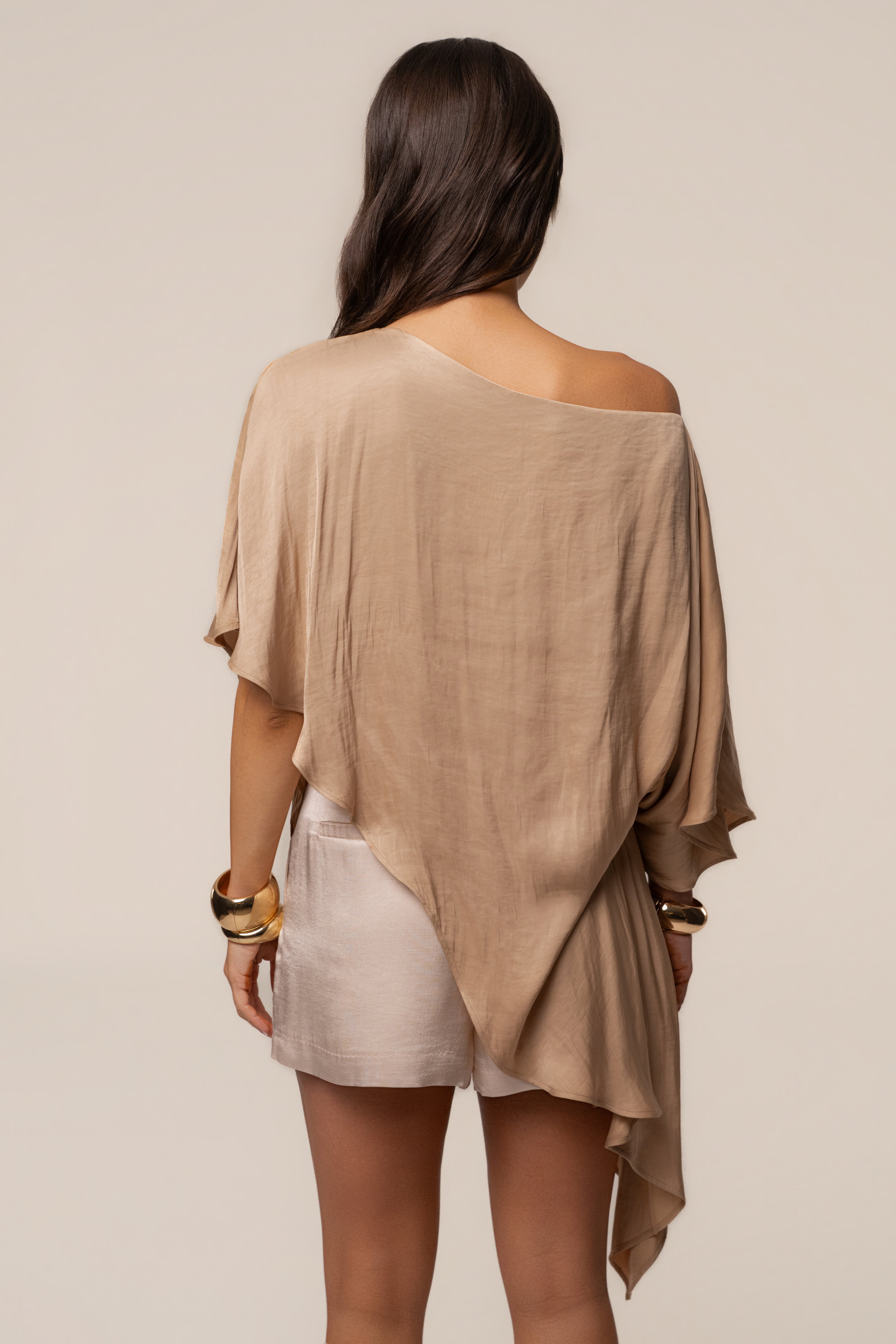 Tan Brisa Drape Top | JLUXLABEL