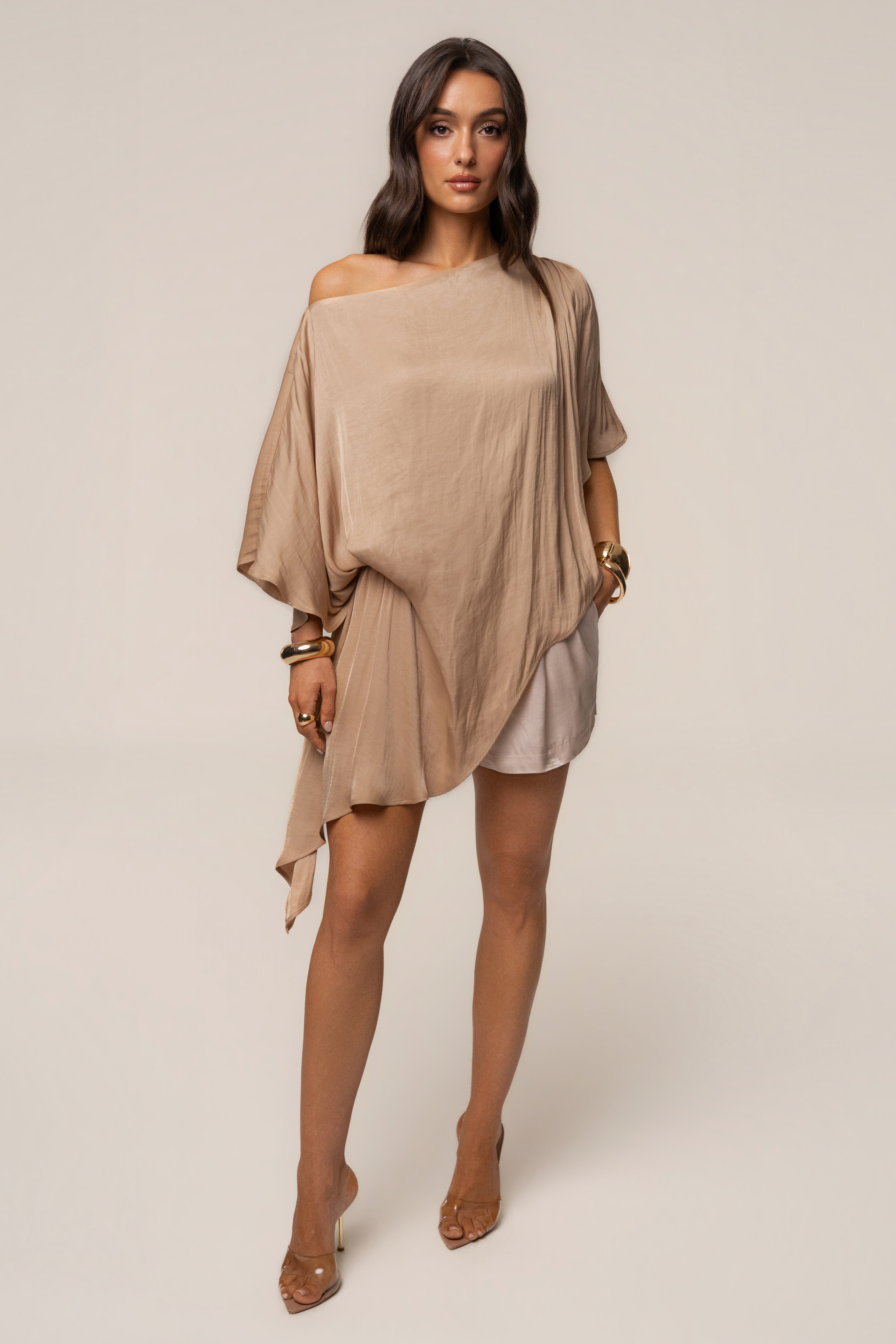 SCULPTOR トップス ベージュ M Tan Brisa One Shoulder Top