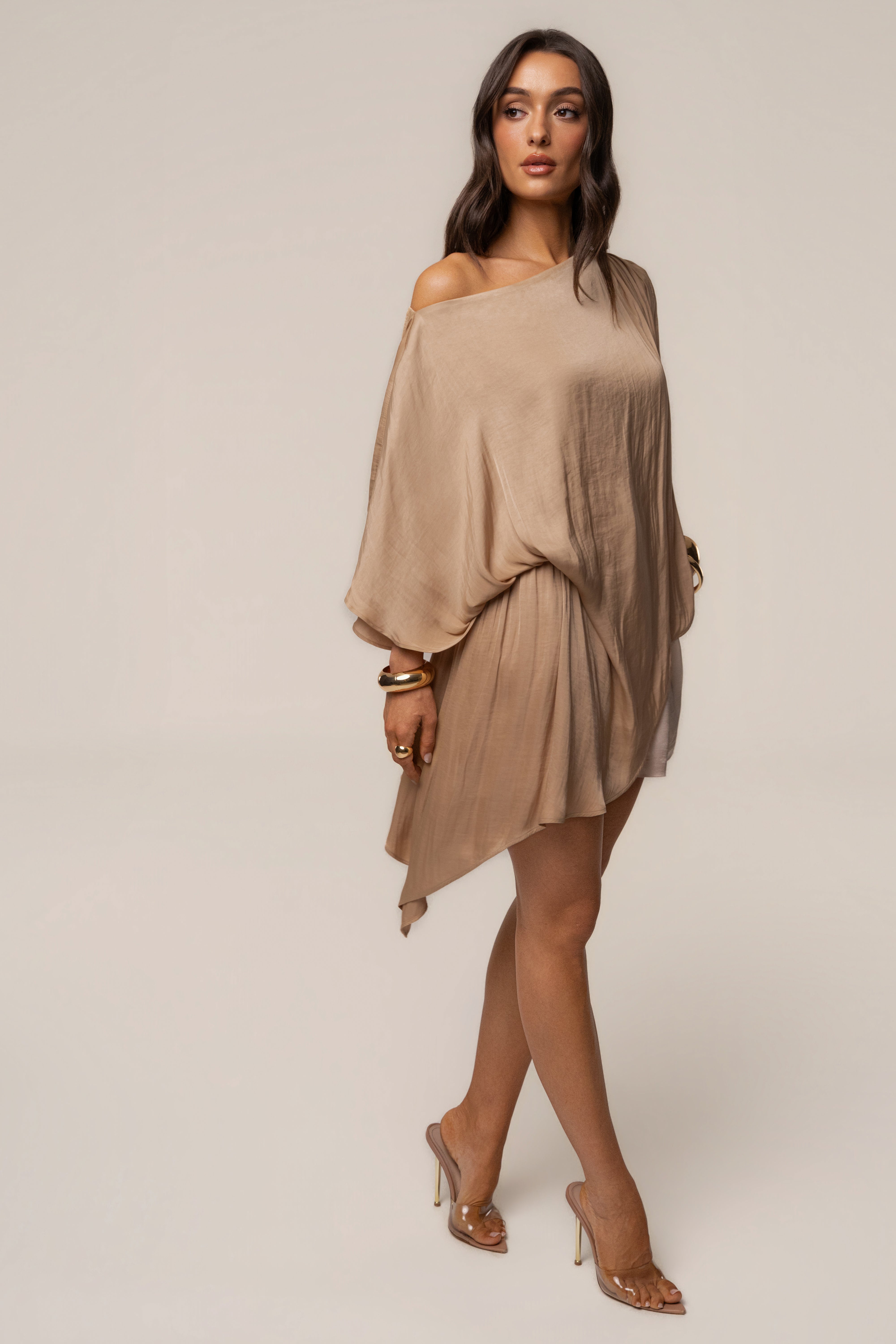 Tan Brisa One Shoulder Top - JLUXLABEL
