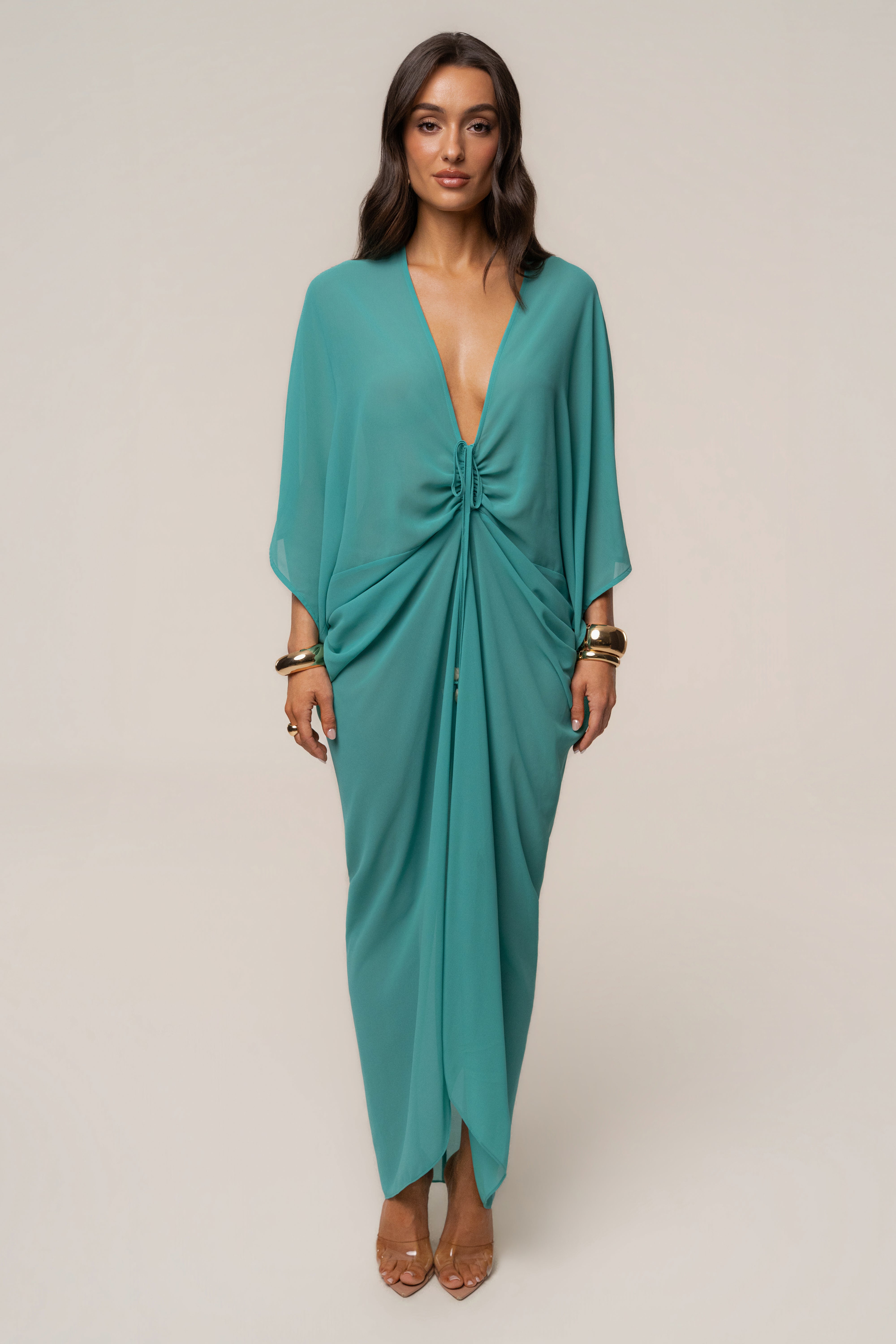 Teal Longer Days Cover Up Dress - JLUXLABEL