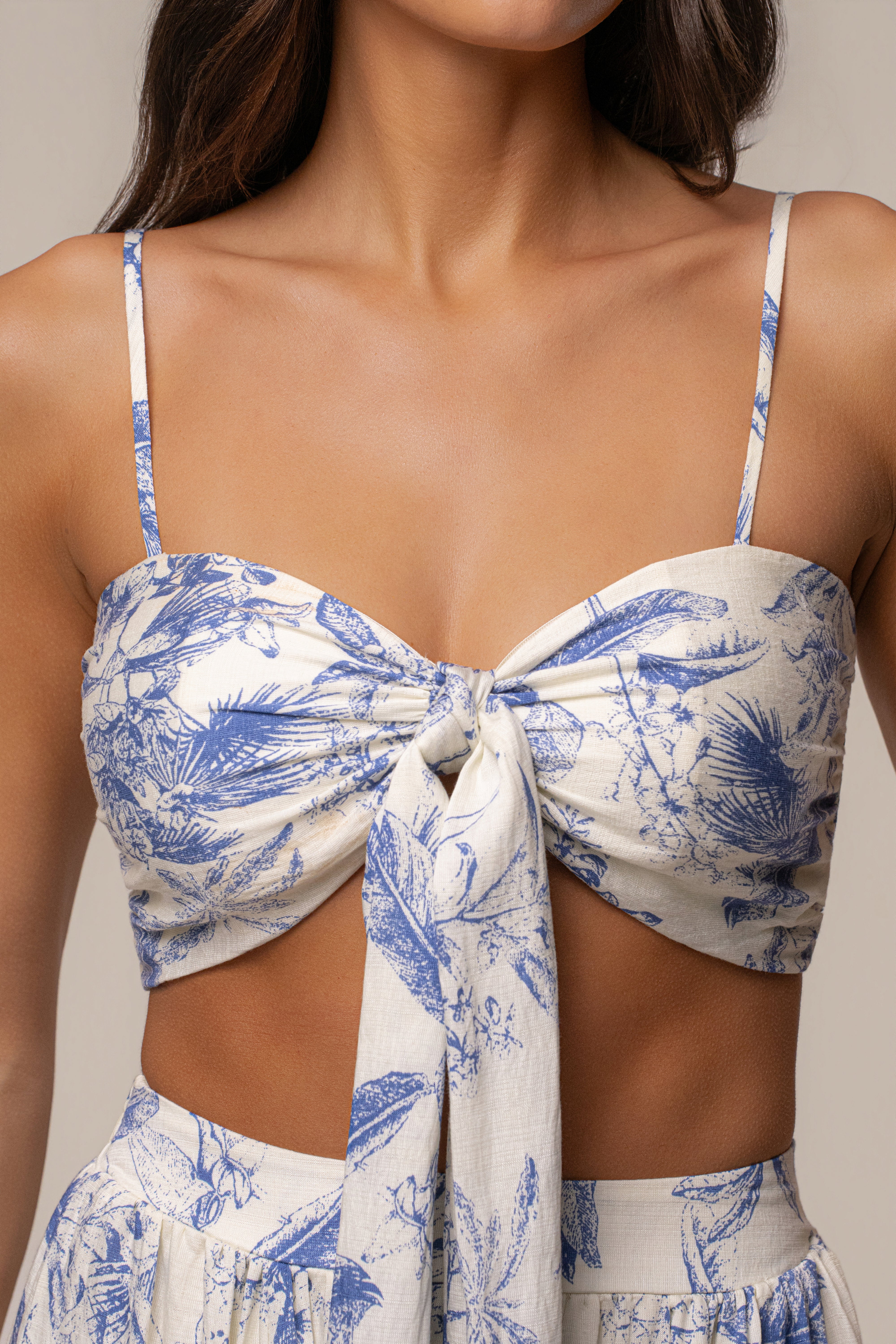 Blue Abstract Blooming Garden Skirt Set - JLUXLABEL