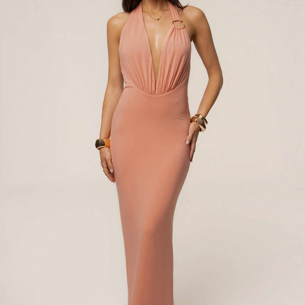 peach backless dress Alegra Dress Peach L
