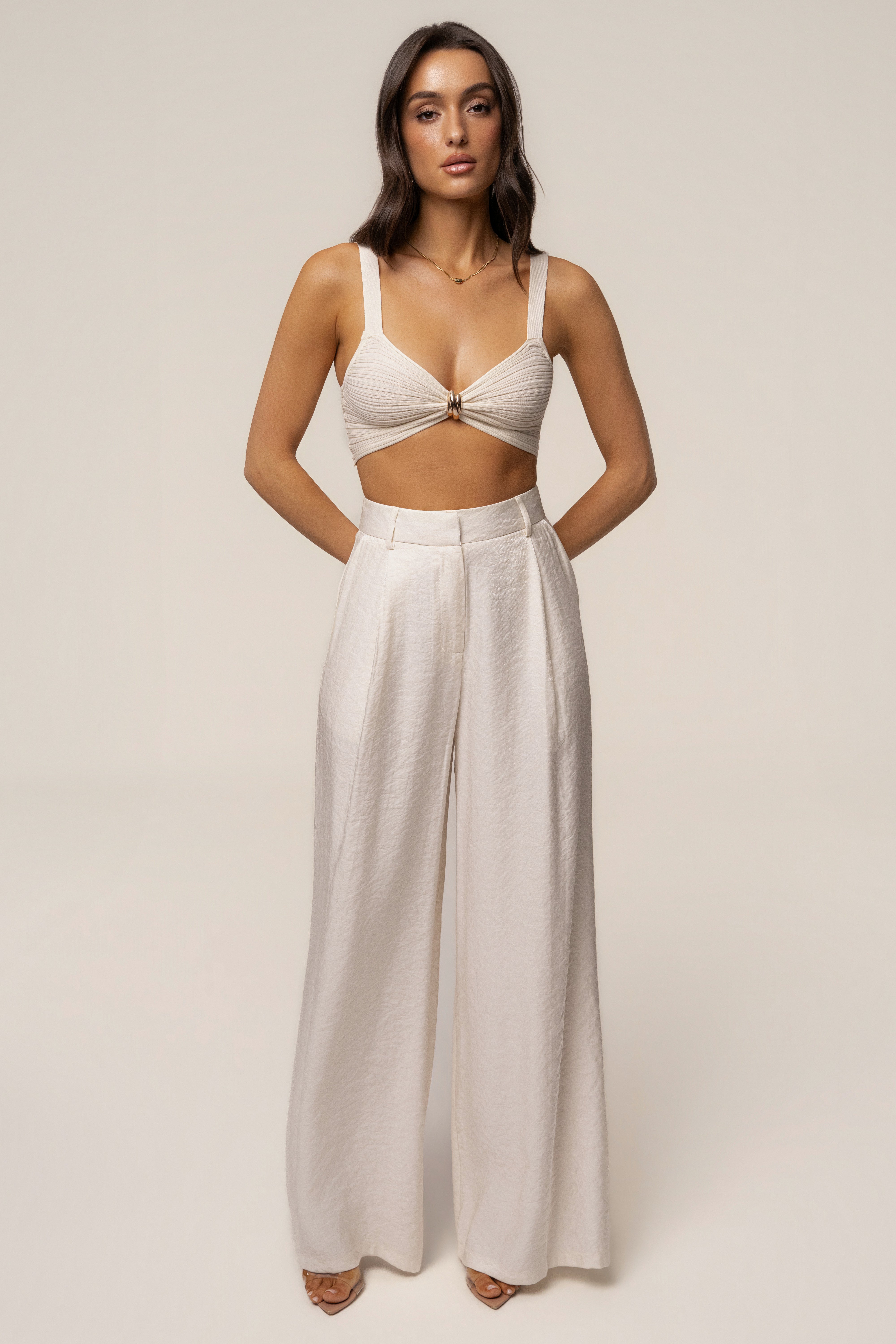 Ivory Monaco Wide Leg Pant - JLUXLABEL