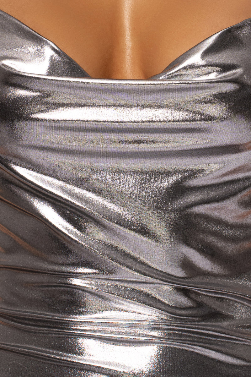 Silver Heart of Gold Maxi Dress XL - JLUXLABEL