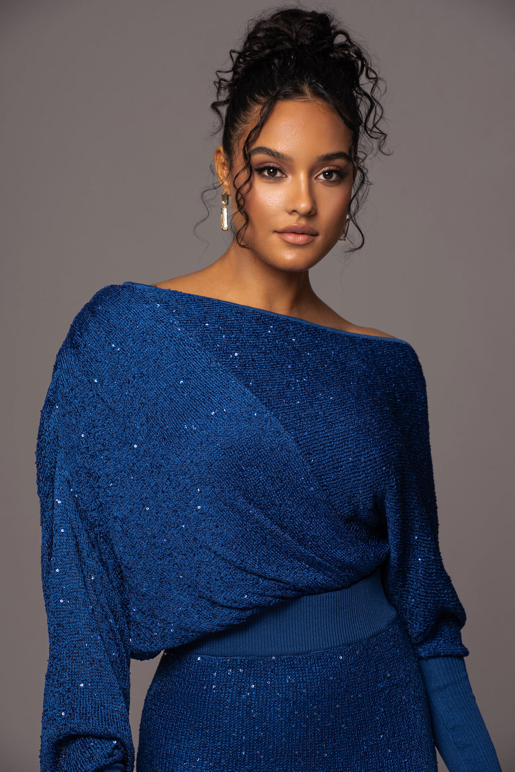 Blue Night Sky Sequin Skirt Set | JLUXLABEL