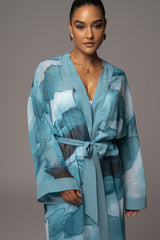 Blue Abstract Alissa Printed Duster - JLUXLABEL