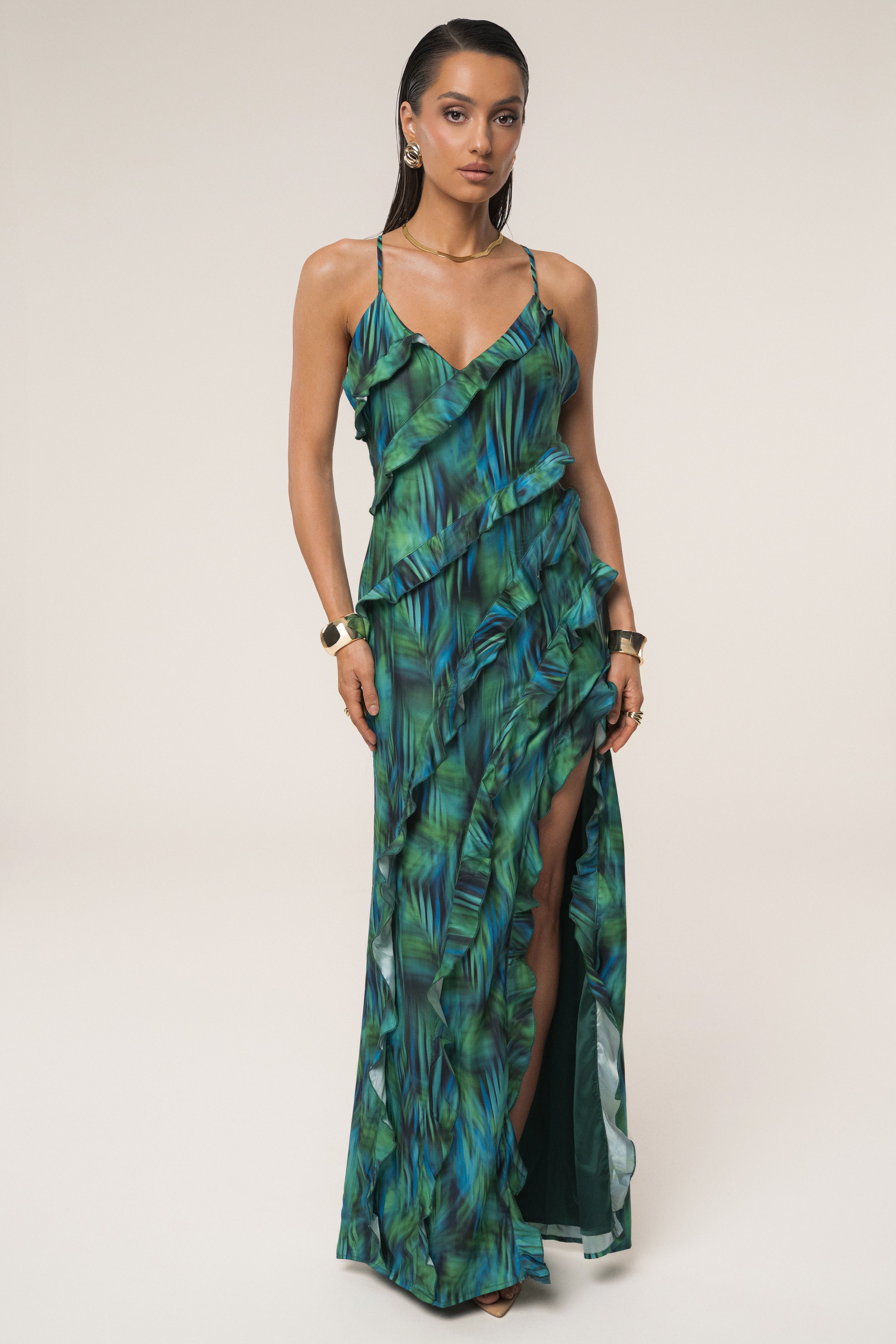 Green Tropic Muse Maxi Dress - JLUXLABEL