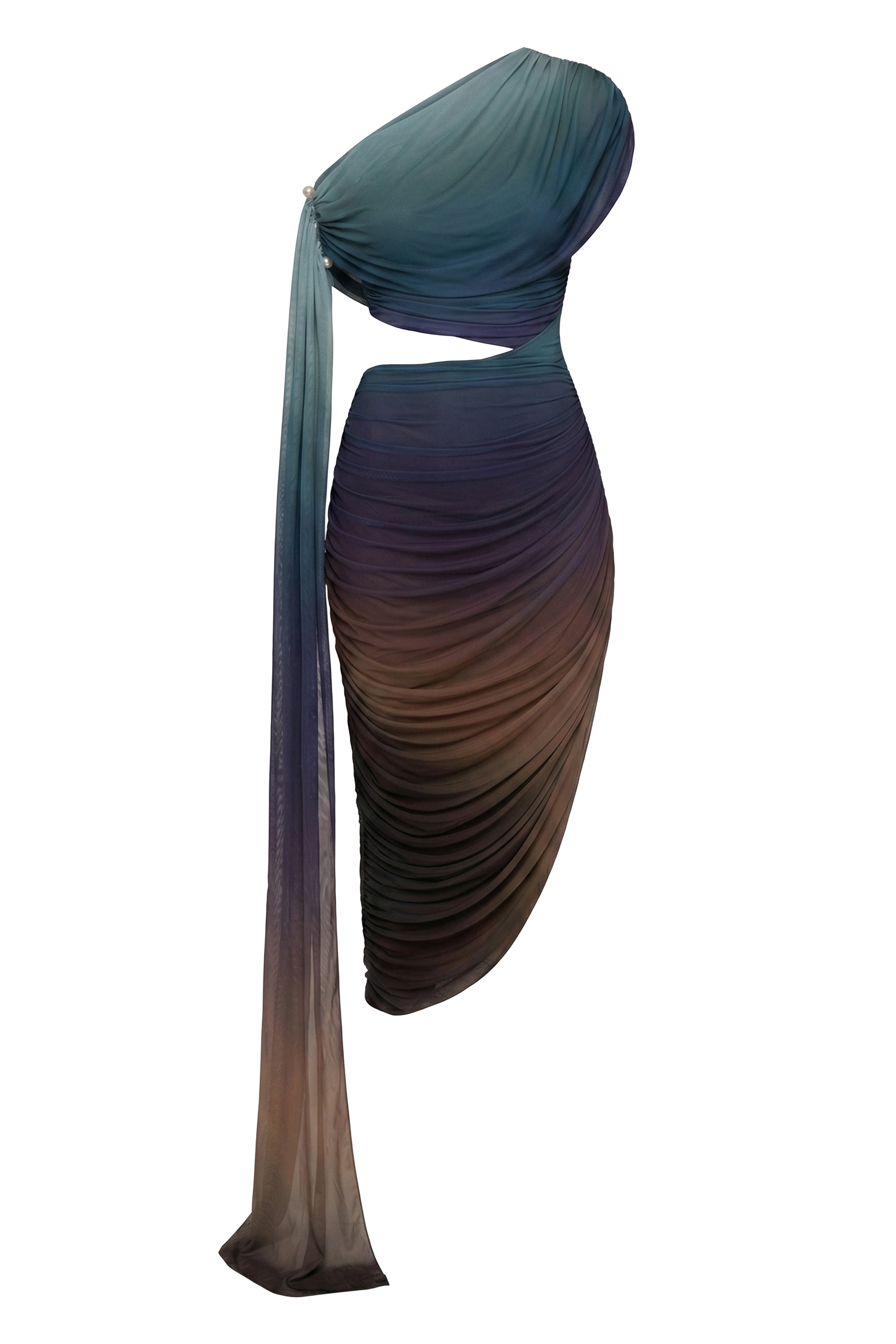Lunar Shadow Aris Cutout Midi Dress by JLUXLABEL, featuring a sleek black design with stylish cutouts and a fitted silhouette.