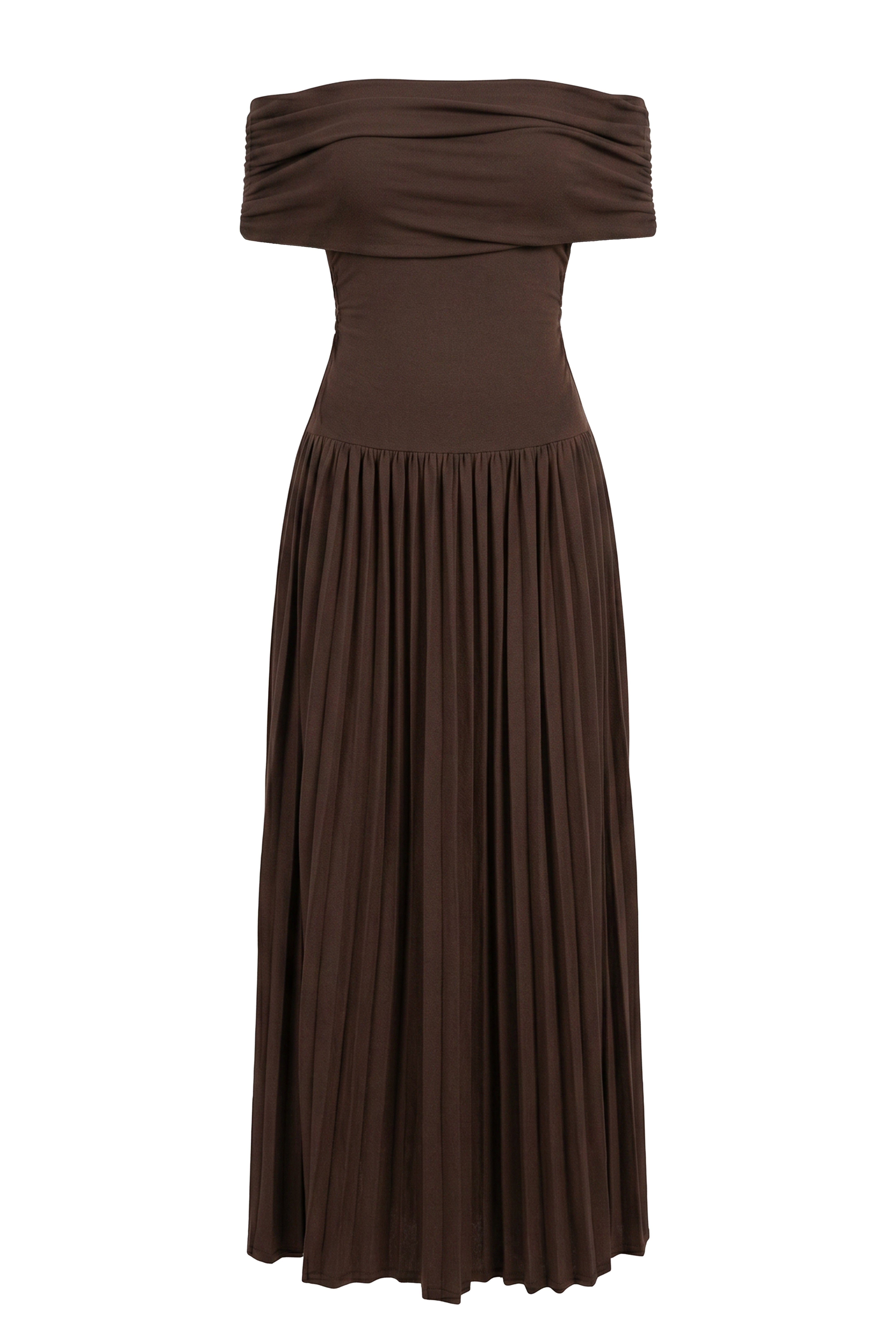 Brown Infinite Pleated Maxi Dress