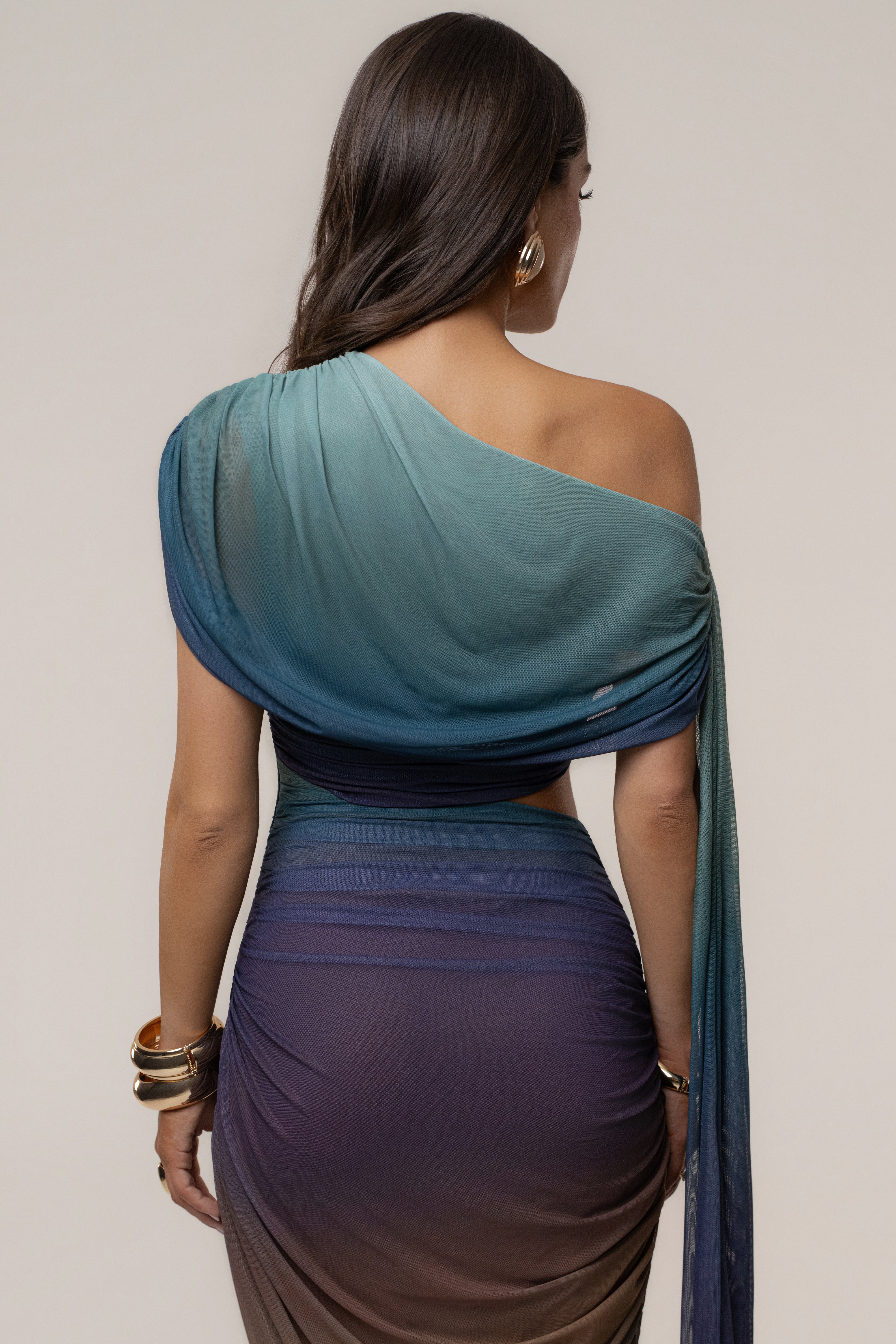Lunar Shadow Aris Cutout Midi Dress by JLUXLABEL featuring a stylish midi length with cutout details and a sleek silhouette.