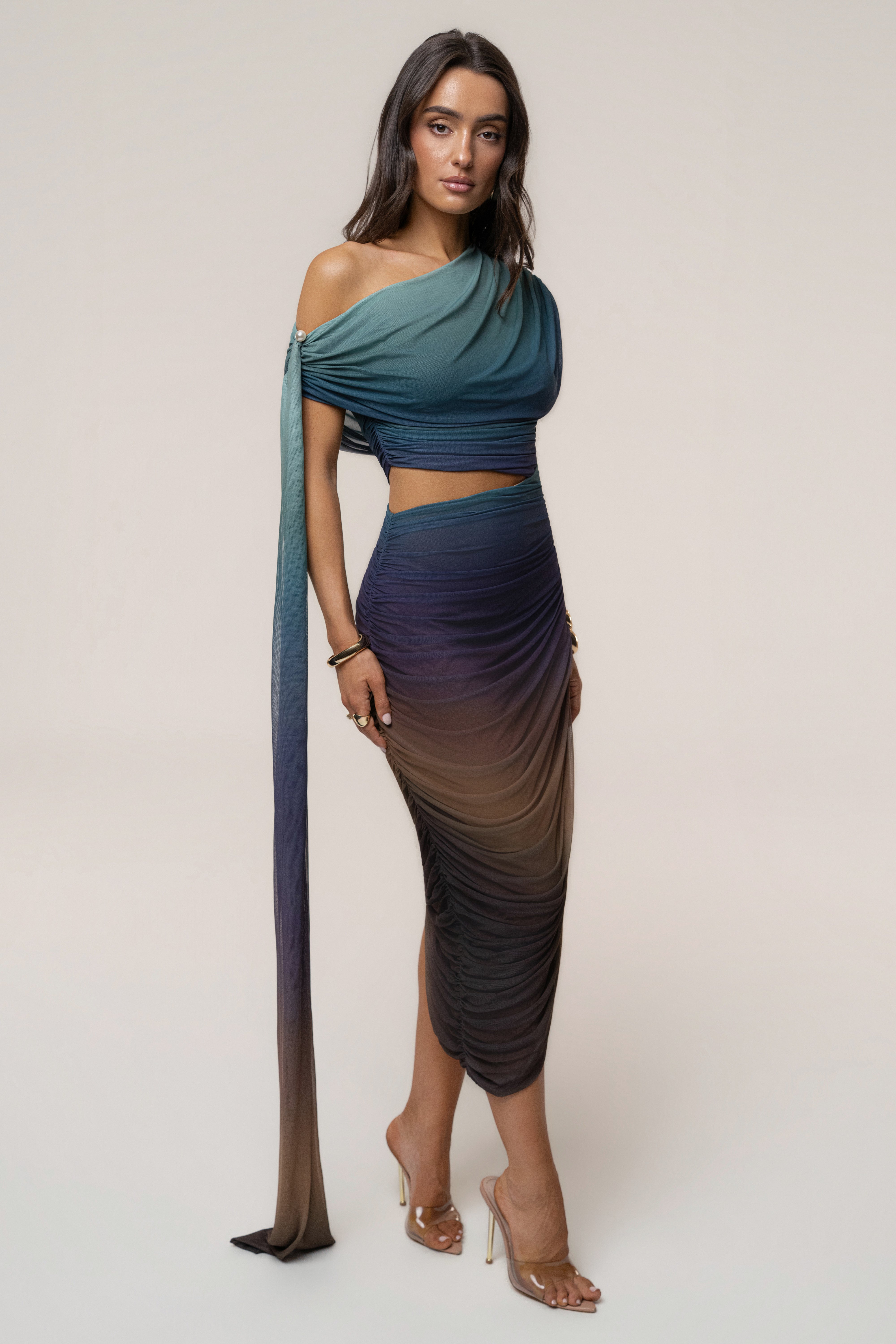 Lunar Shadow Aris cutout midi dress by JLUXLABEL featuring a stylish design with cutouts and a midi length for a modern look.