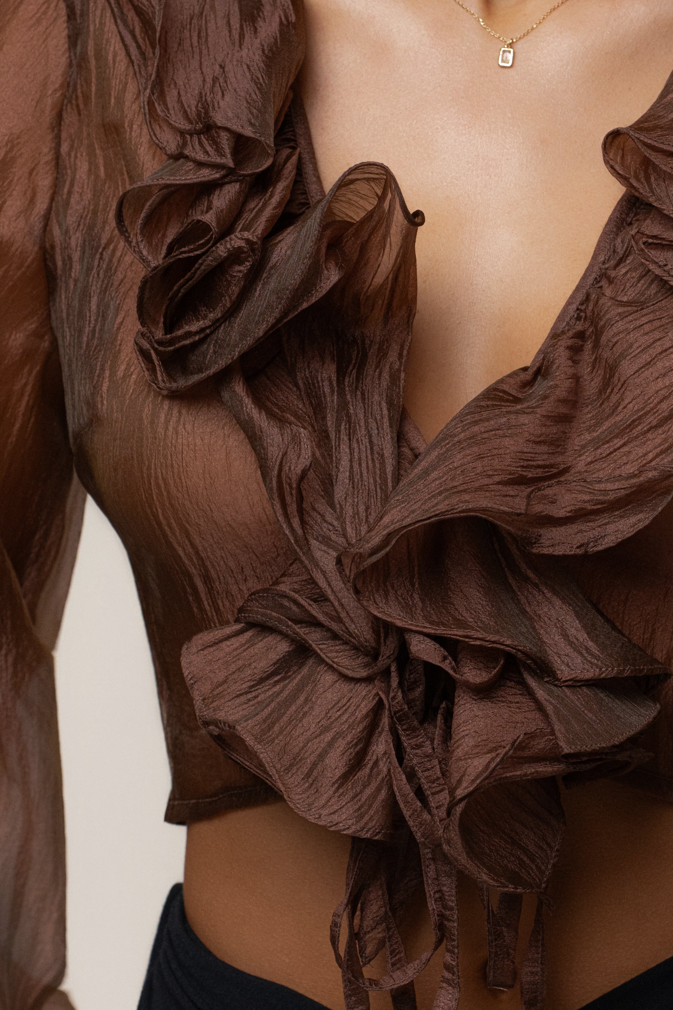 Bronze Delilah Ruffled Top - JLUXLABEL