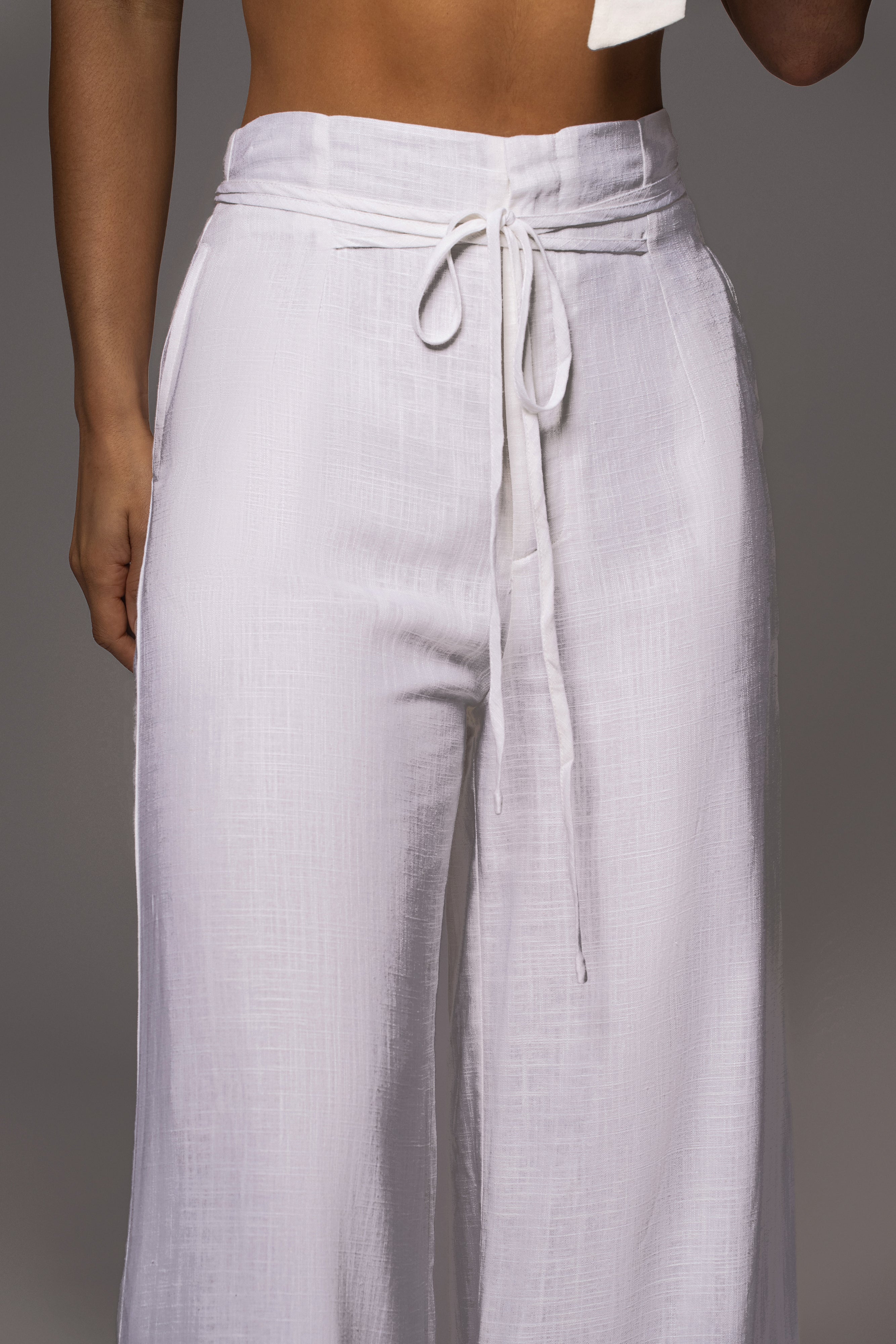 Off White Waverly Linen Trousers - The Linen Collection - JLUXLABEL