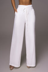 Off White Waverly Linen Trousers - The Linen Collection - JLUXLABEL