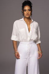 Off White By The Coast Crinkled Button Up - The Linen Collection - JLUXLABEL