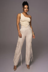 Ivory Rebel One Shoulder Top - The Linen Collection - JLUXLABEL