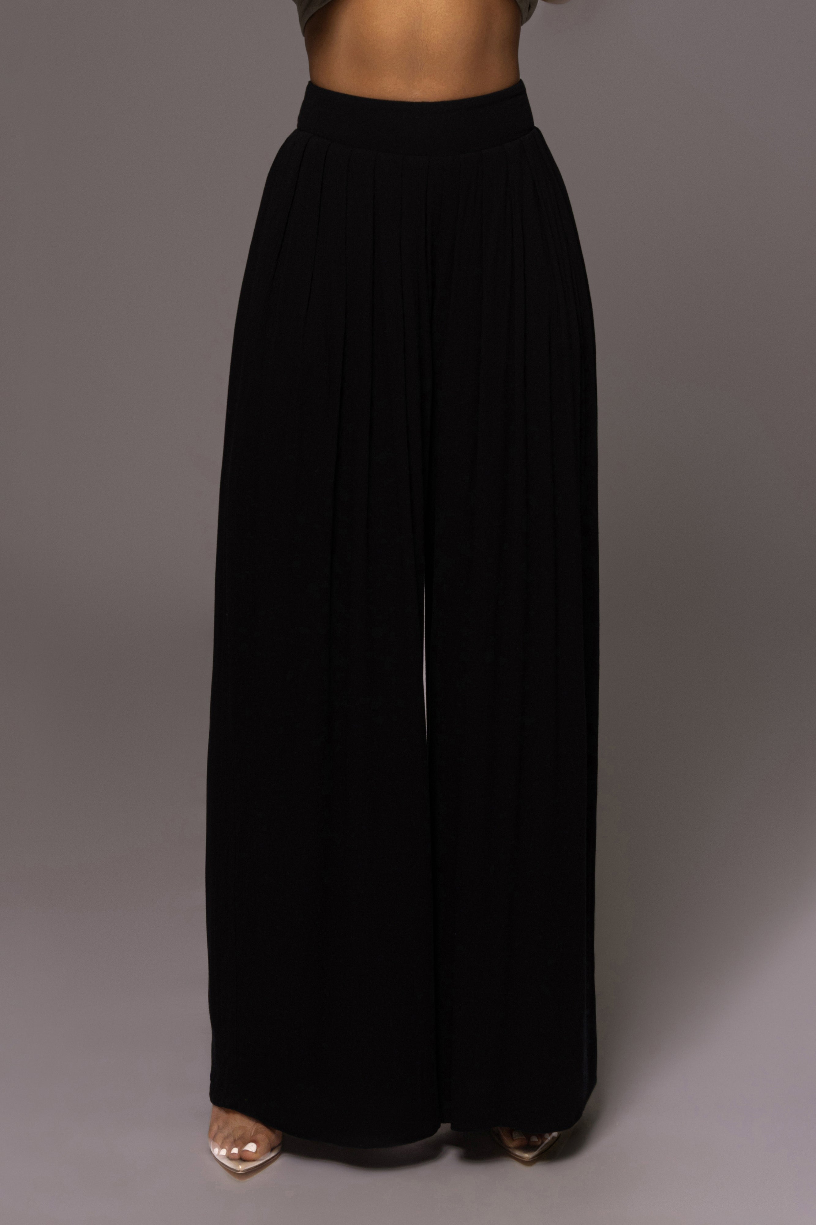 Black After Sunset Pleated Pants - JLUXLABEL