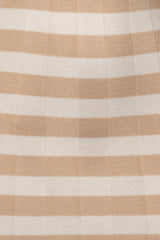 Beige Stripe Not Too Far Midi Dress - JLUXLABEL