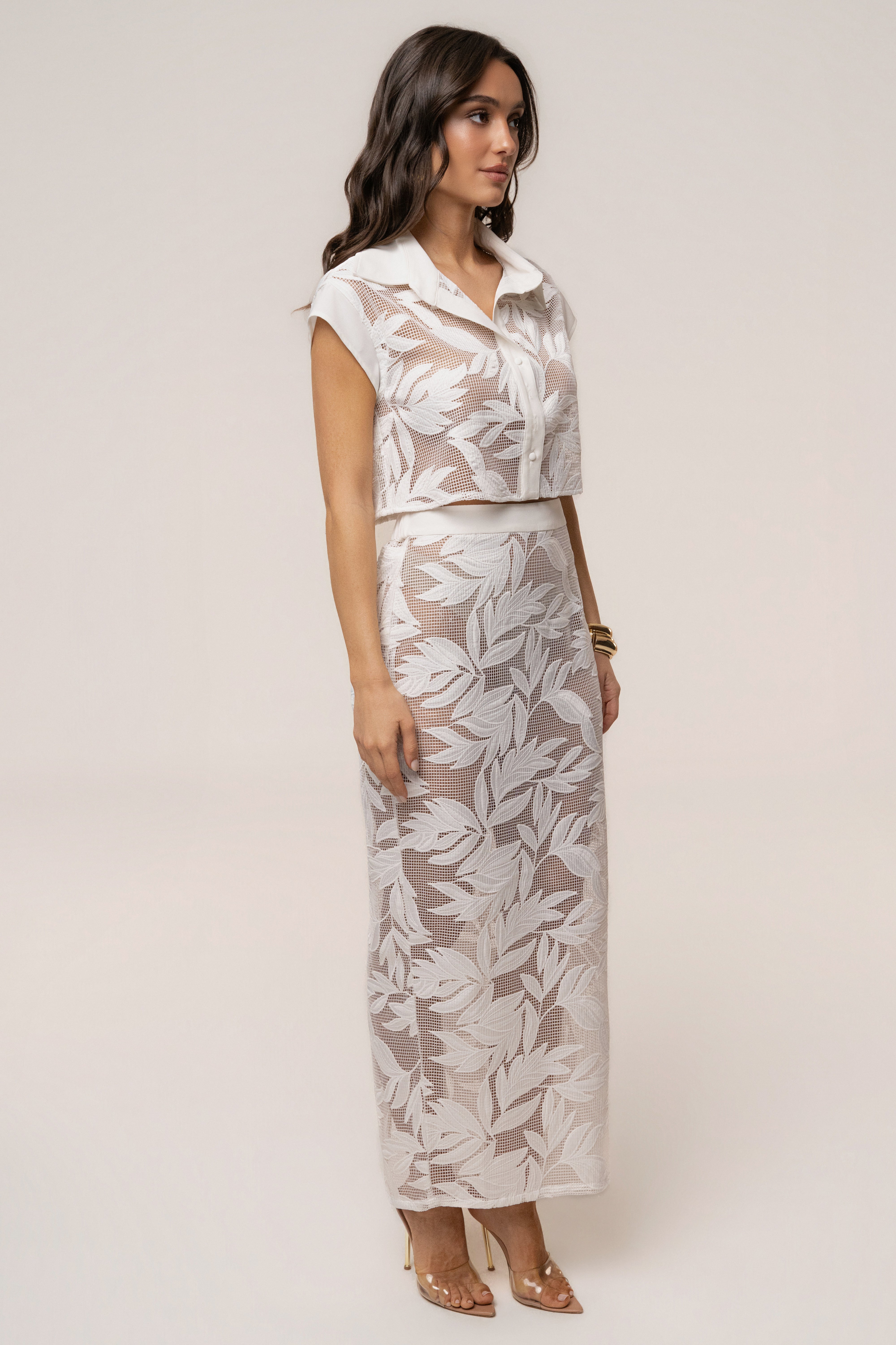 White Bali Nights embroidered top by JLUXLABEL featuring intricate embroidery and a stylish, lightweight design.
