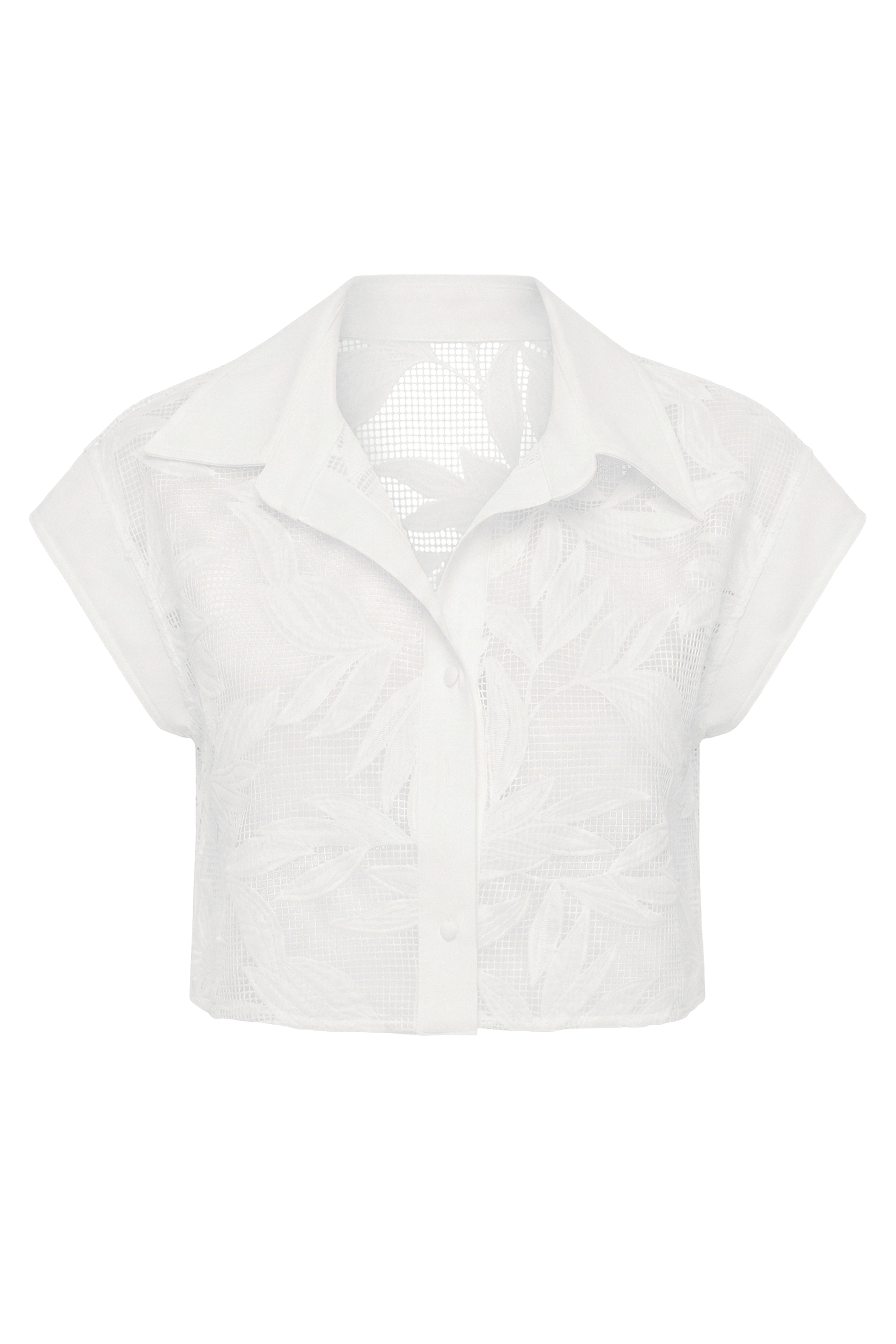 White Bali Nights embroidered top by JLUXLABEL with intricate embroidery and lightweight fabric, styled with a relaxed fit.
