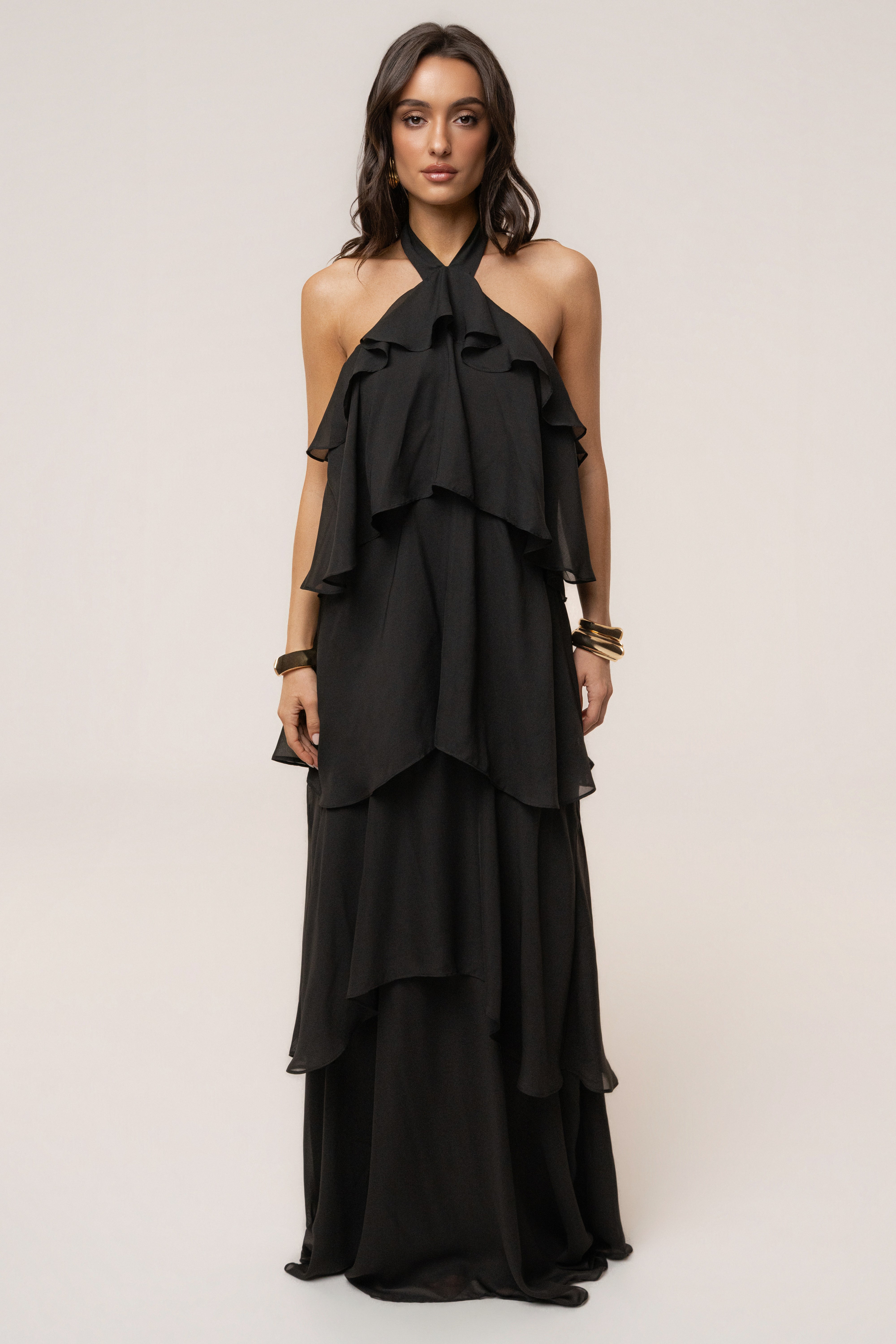 Black Head In The Clouds maxi dress by JLUXLABEL featuring a flowing silhouette and stylish design, perfect for elegant occasions.