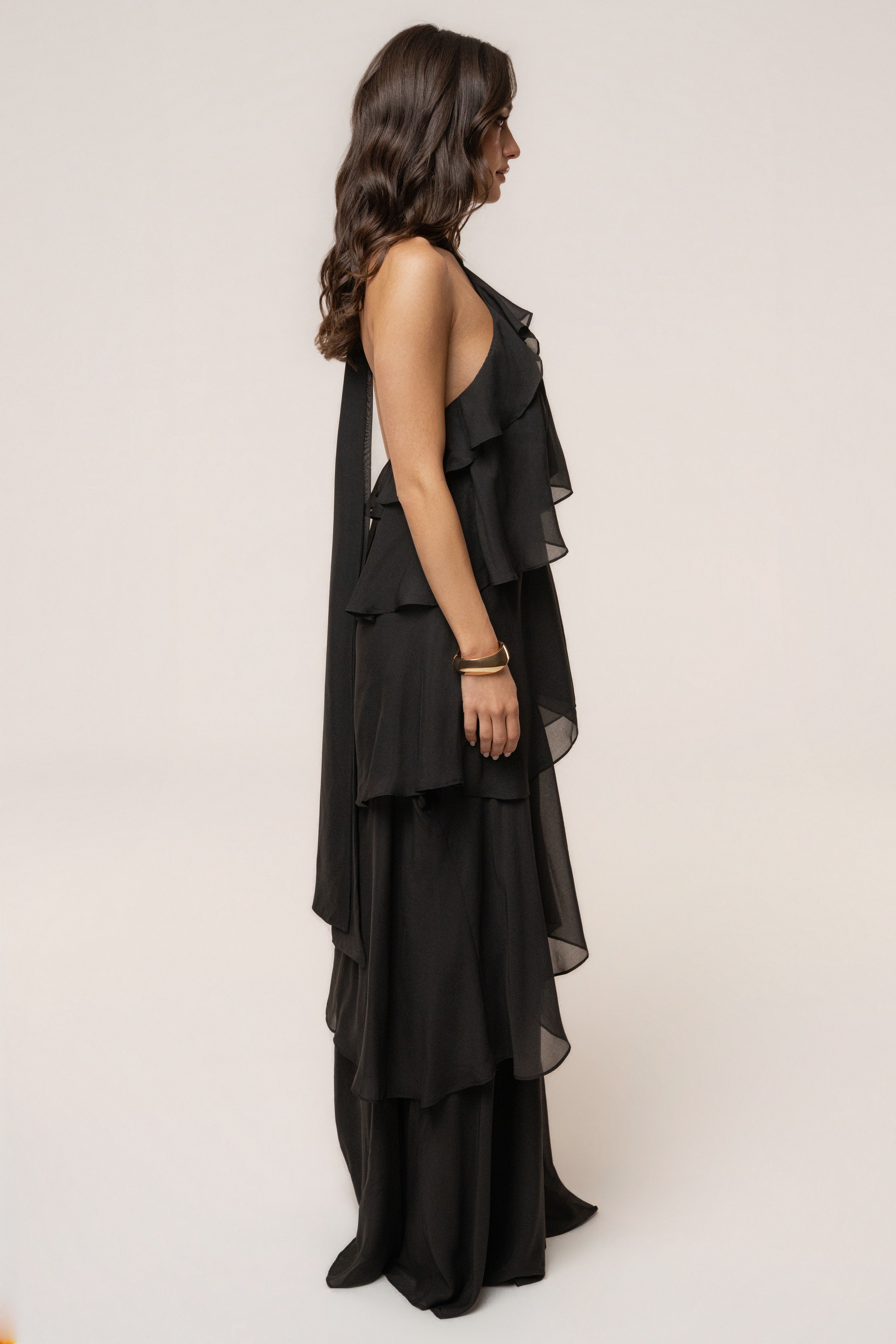 Black Head In The Clouds maxi dress by JLUXLABEL featuring a flowing silhouette and stylish design, perfect for elegant occasions.