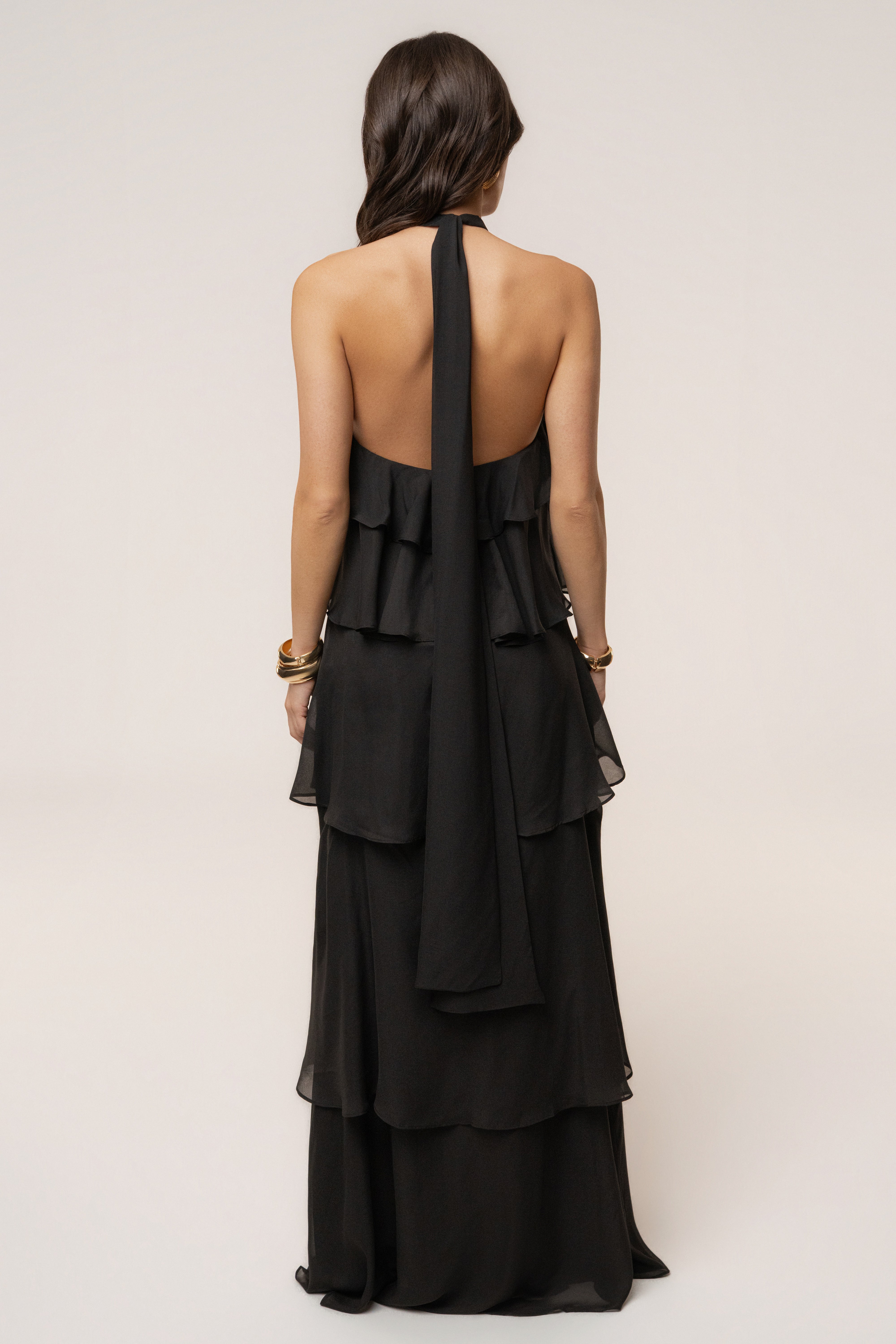Black Head In The Clouds maxi dress by JLUXLABEL featuring flowing fabric and a stylish silhouette.